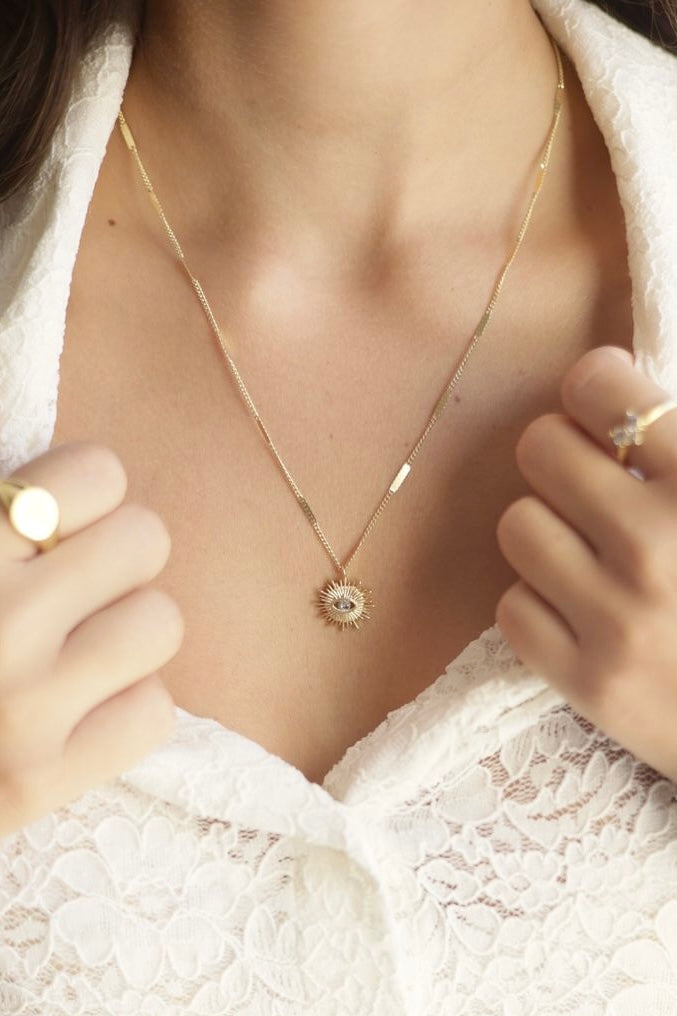 Golden Sun Eye Necklace.