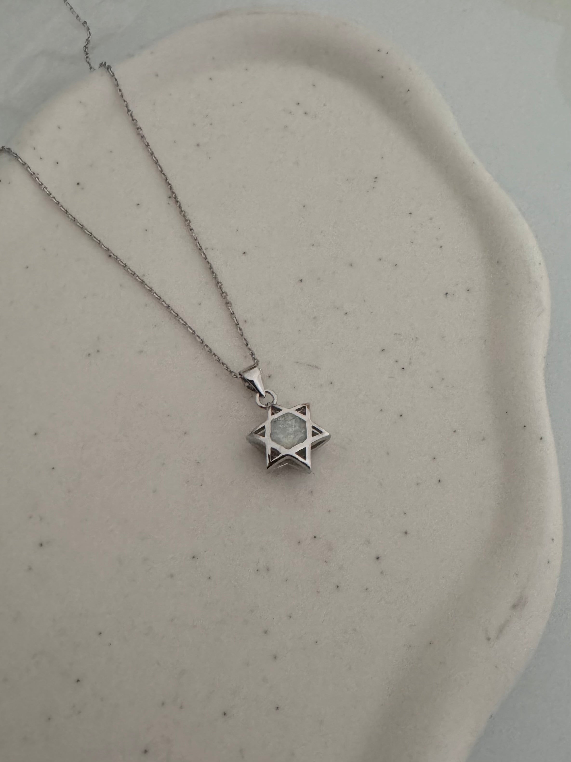 Magen david necklace opal stone.