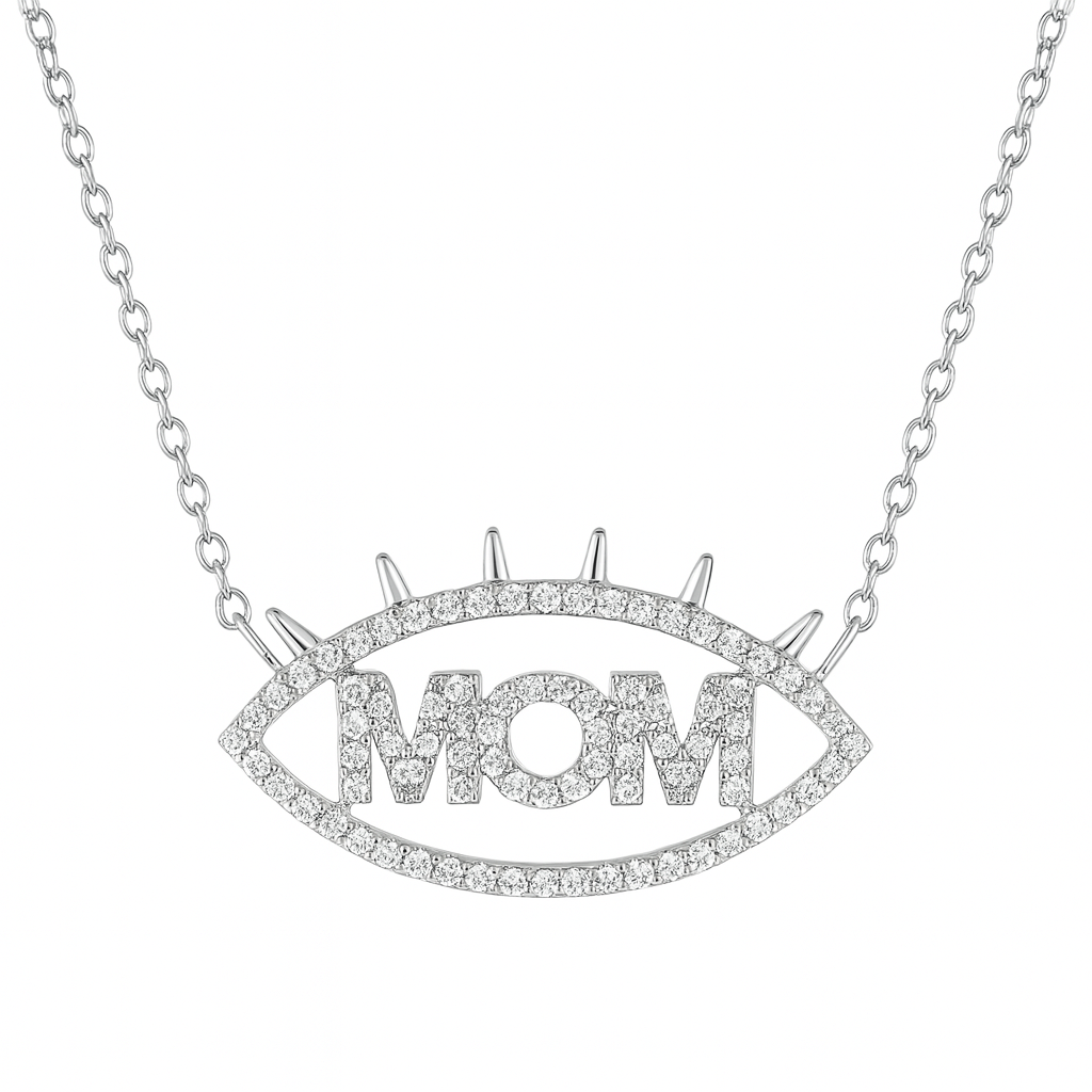 Eye necklace with the inscription mom
