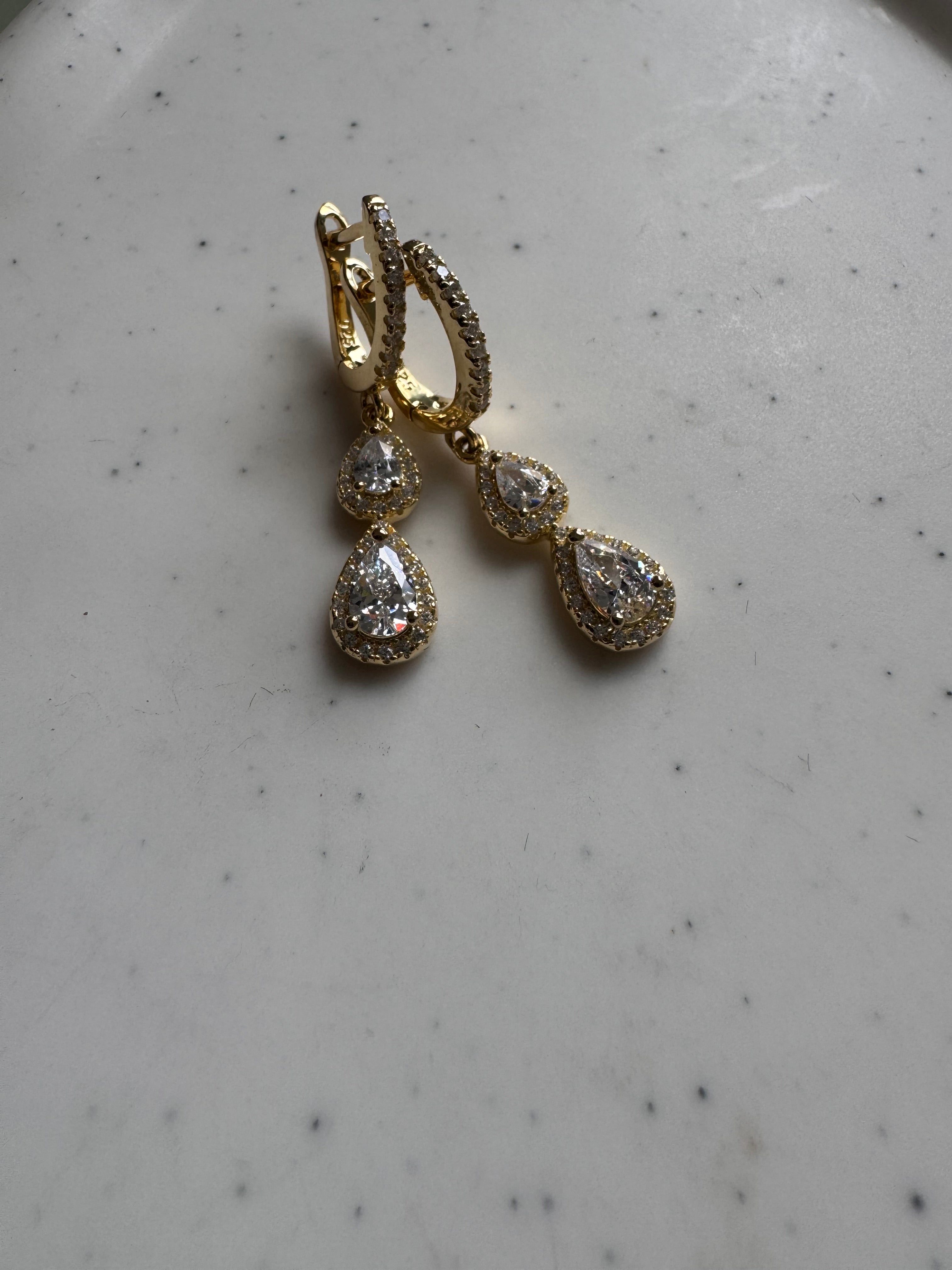 עגילי טיפה כפולים