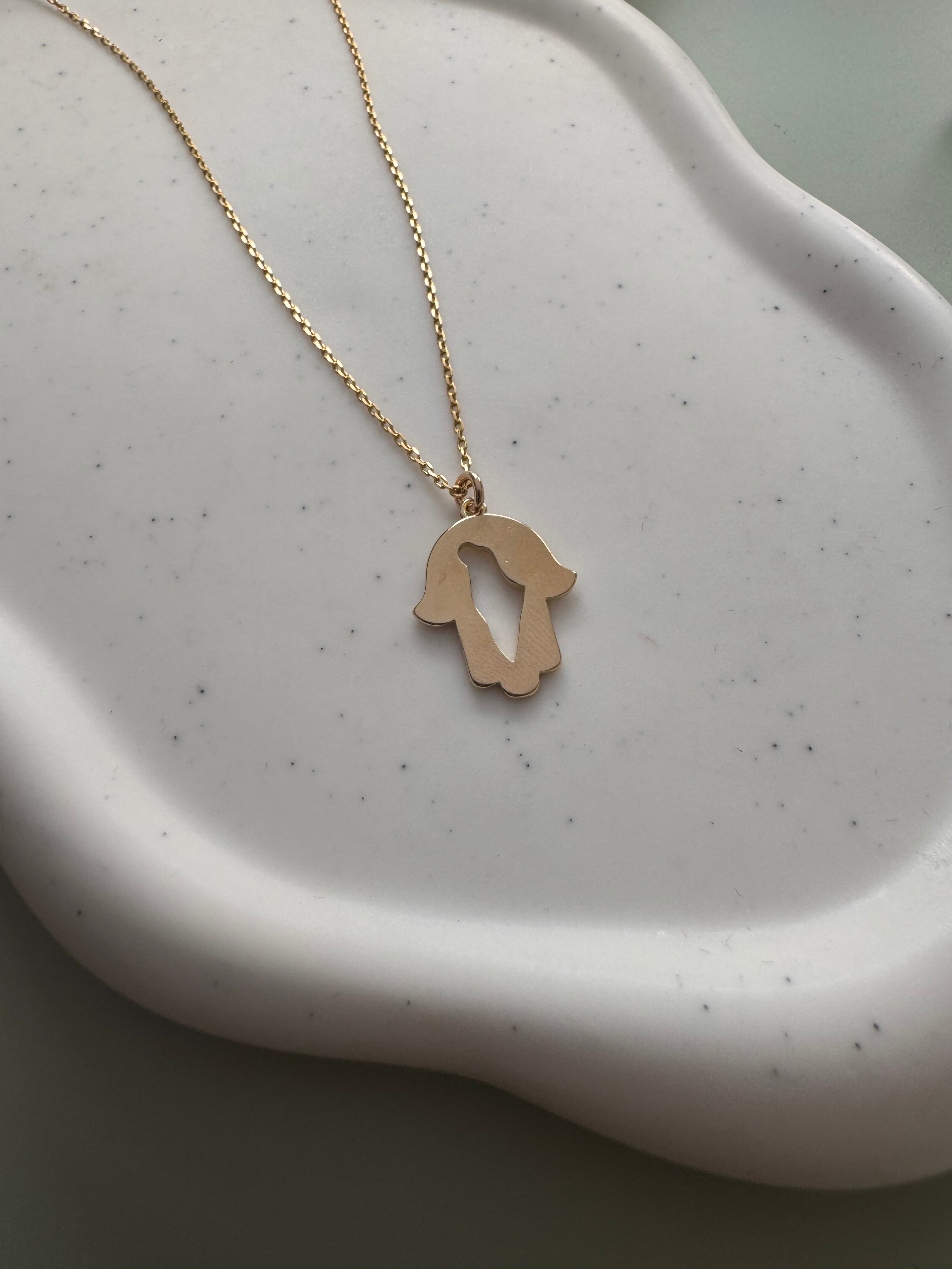 Hamsa necklace with map of Israel