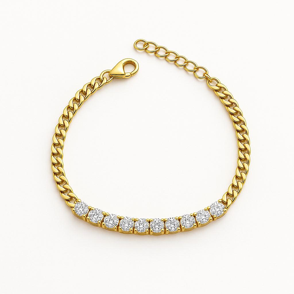 Half Gourmet Bracelet with Zircon Stones