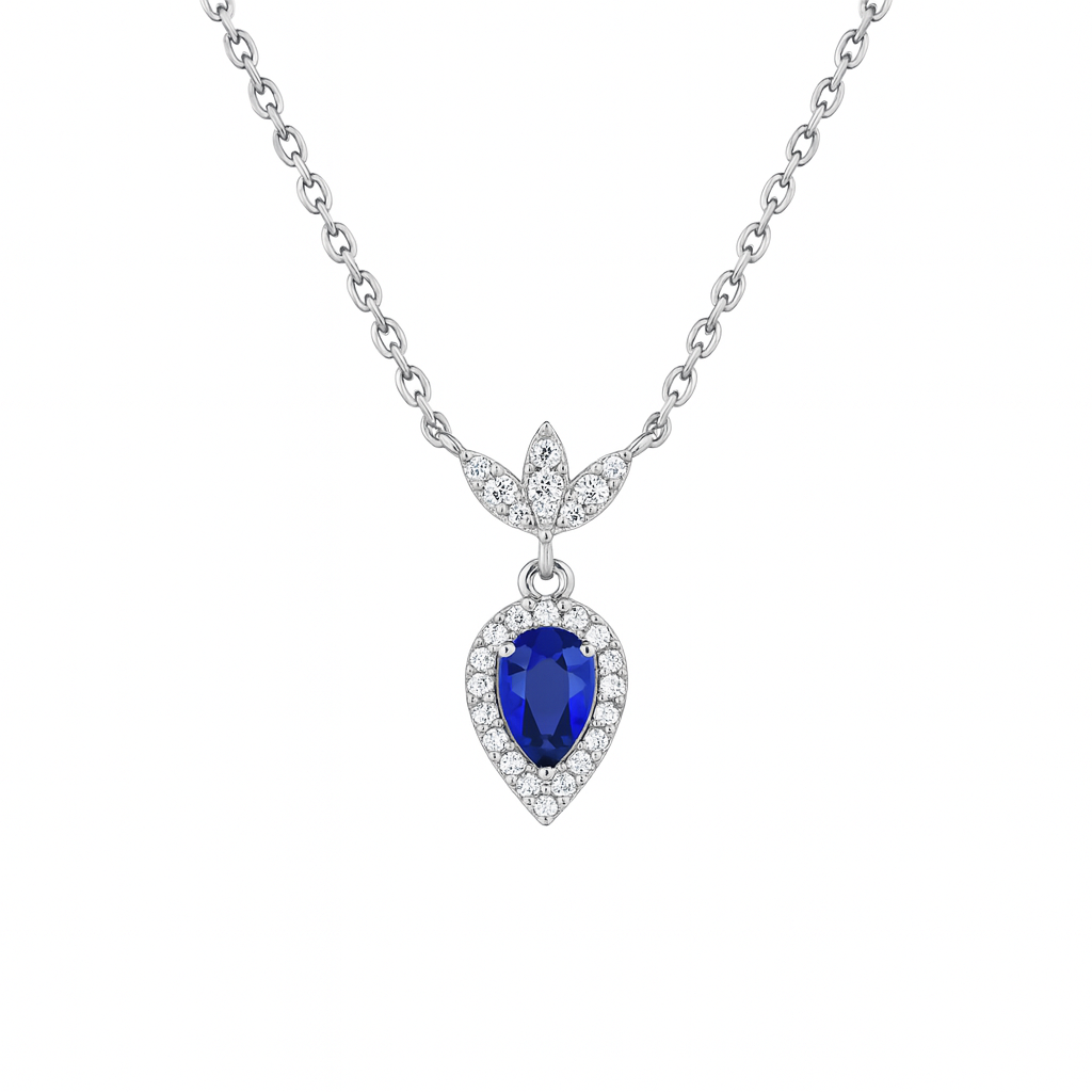 Lotus and Blue Drop Necklace