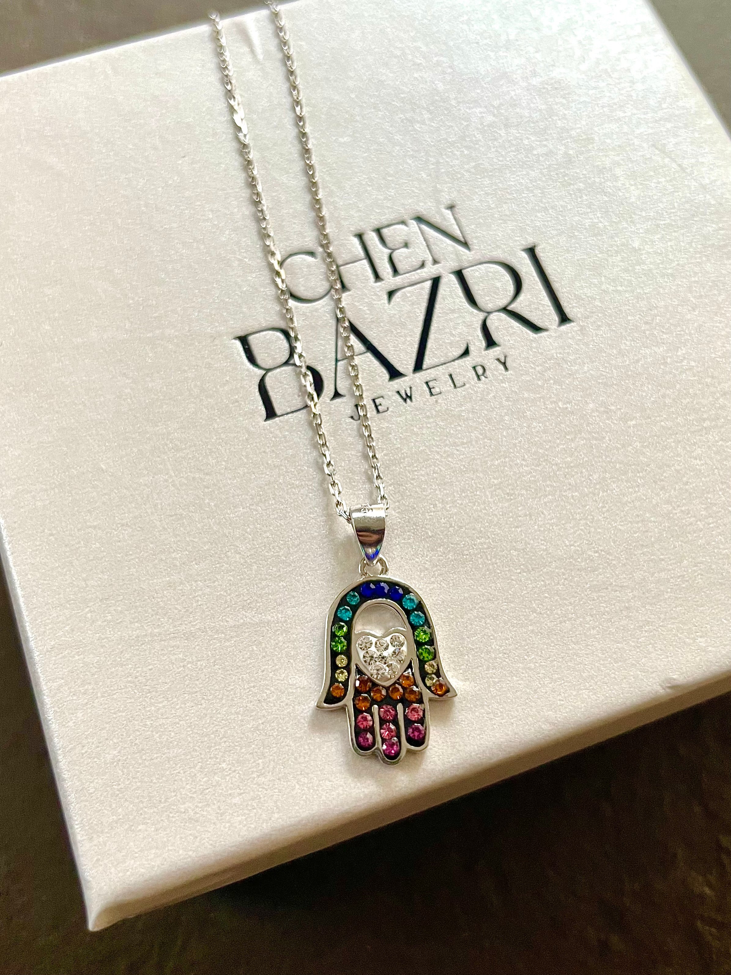 Colorful hamsa necklace
