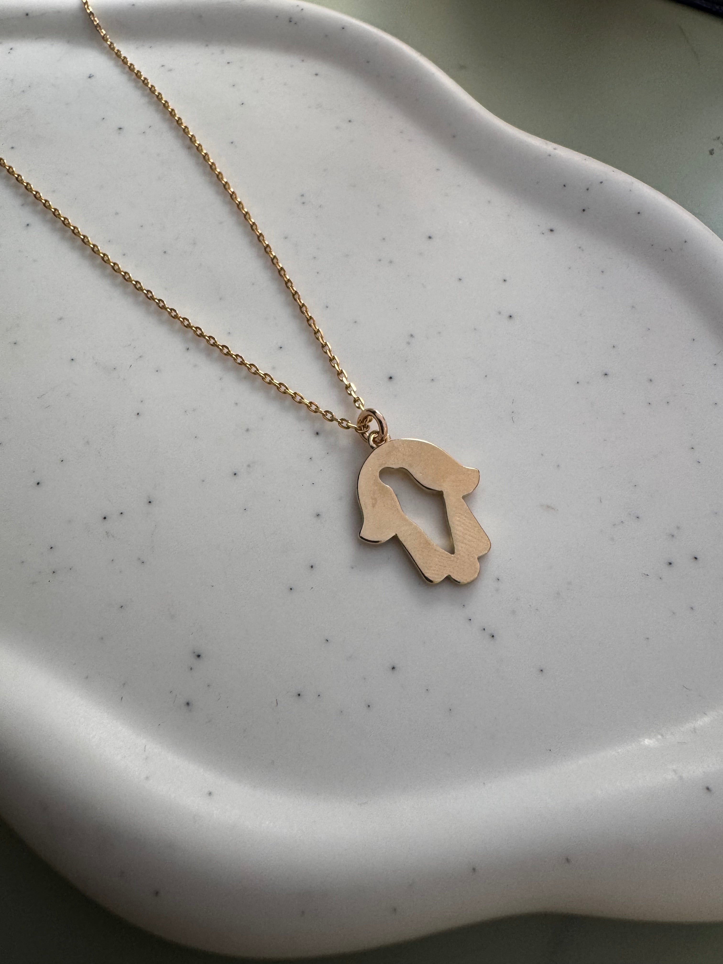 Hamsa necklace with map of Israel