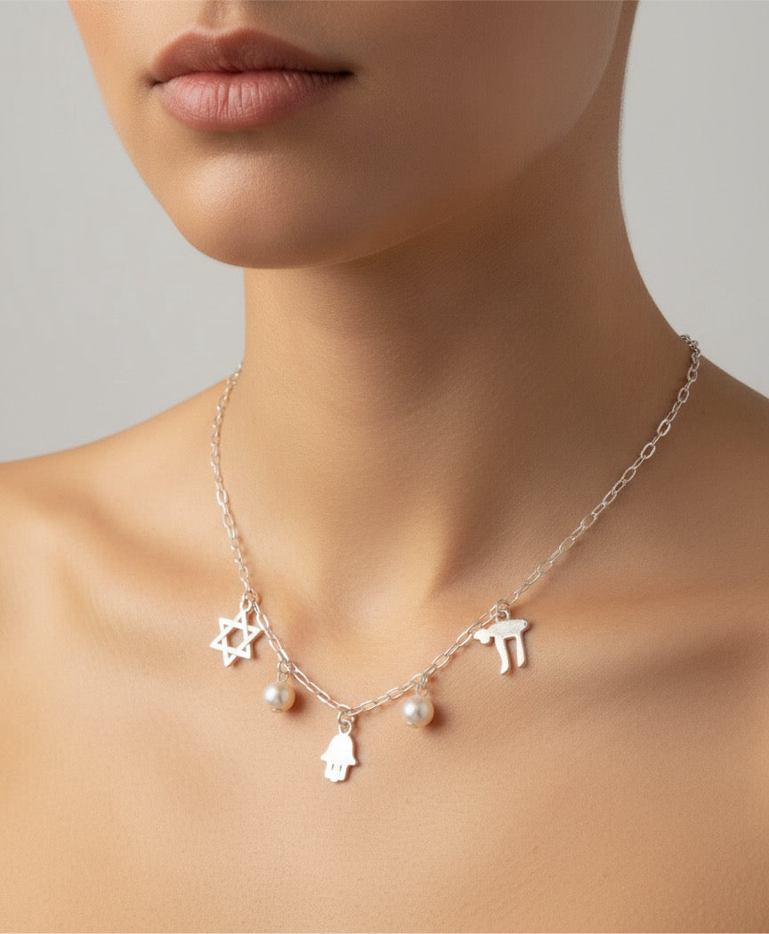 Israel Pendant Necklace with Pearls