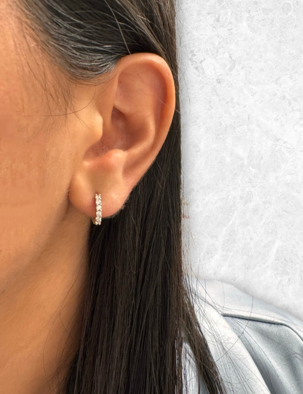 Small Hoop Earrings with Sparkling Zirconia.