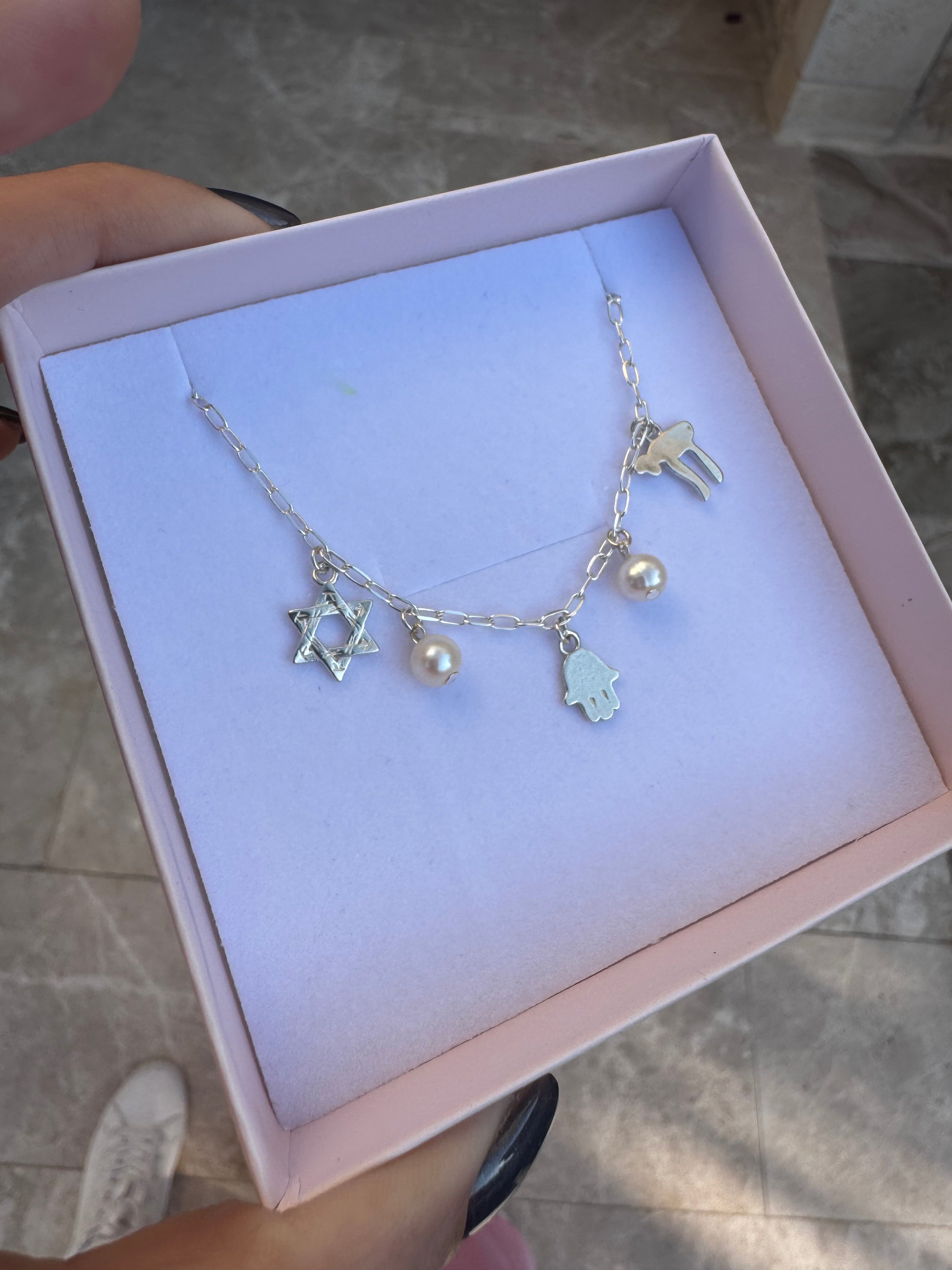 Israel Pendant Necklace with Pearls.