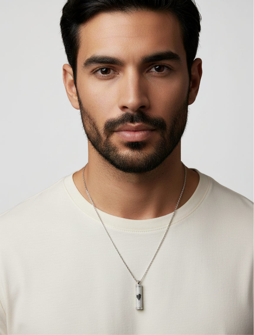 Mezuzah Necklace with Stones