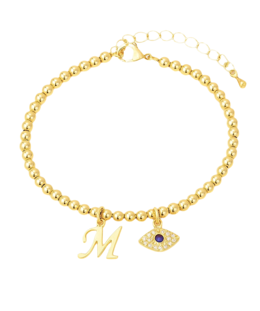Beaded Bracelet with Letter and Eye