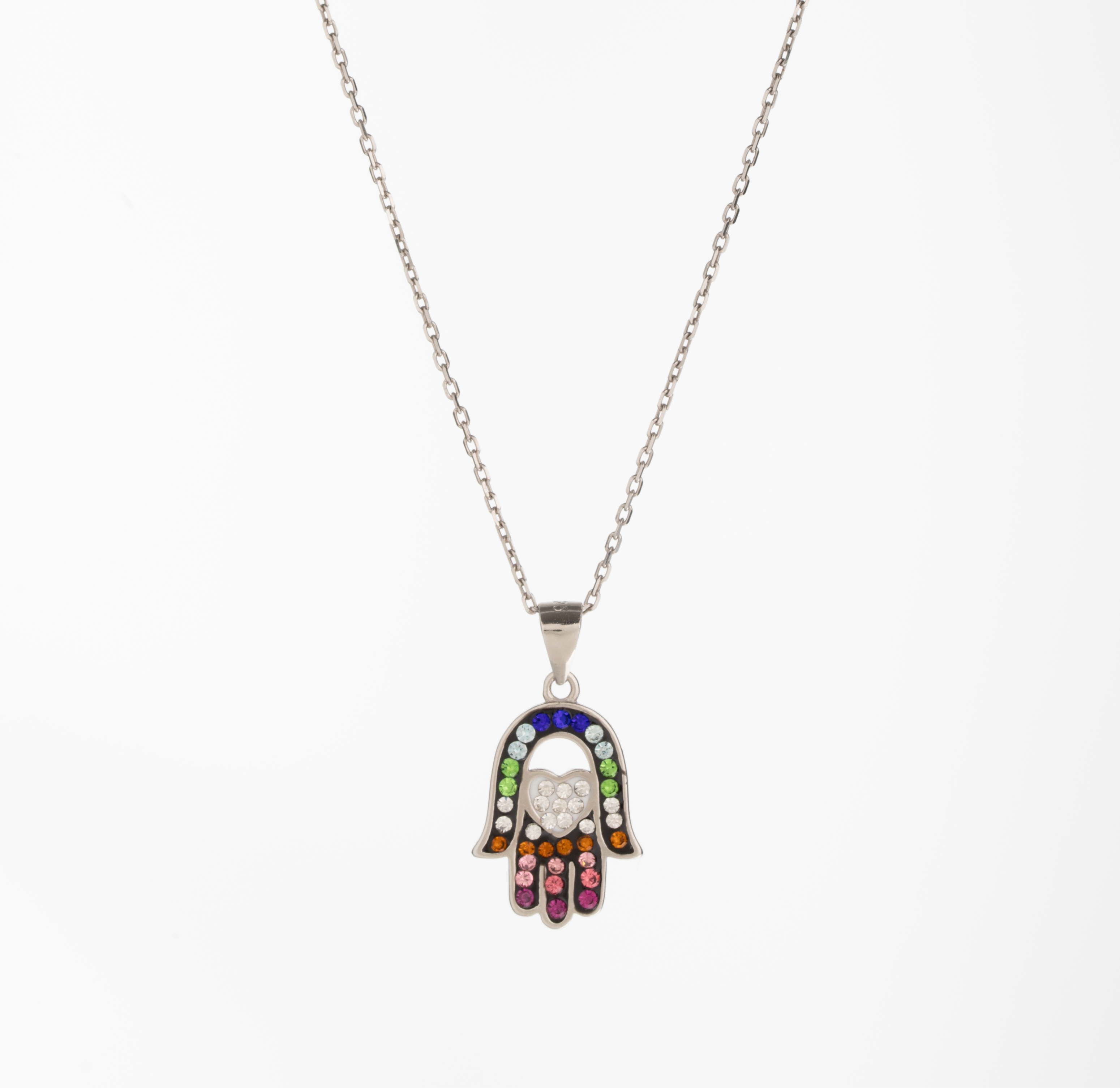 Colorful hamsa necklace