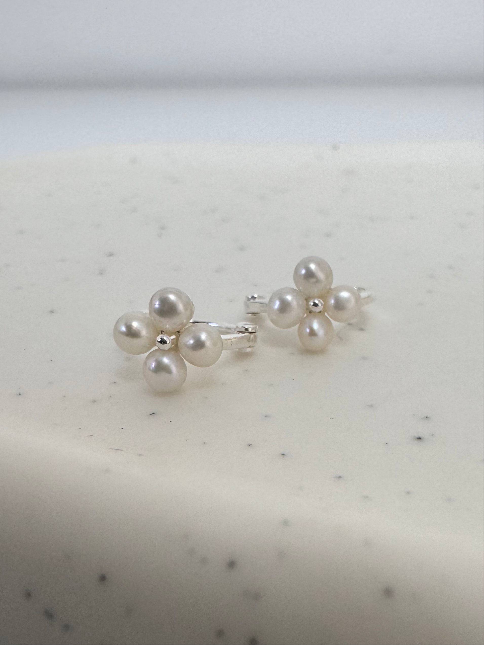 Pearl flower earrings.