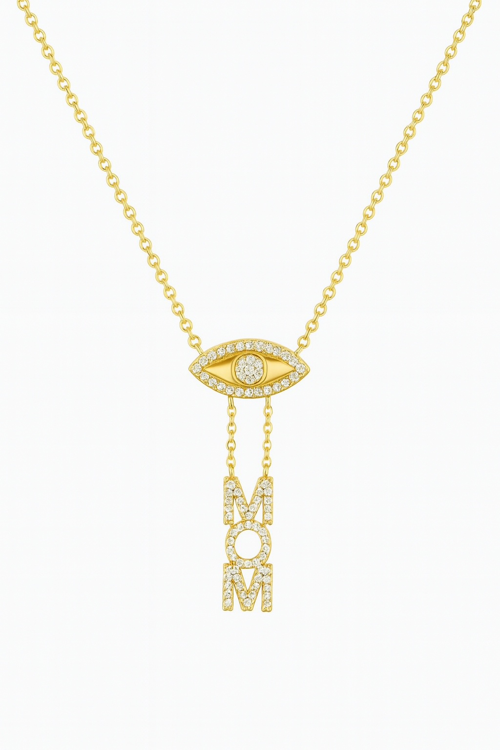 "MOM" Necklace with Dropping Eye