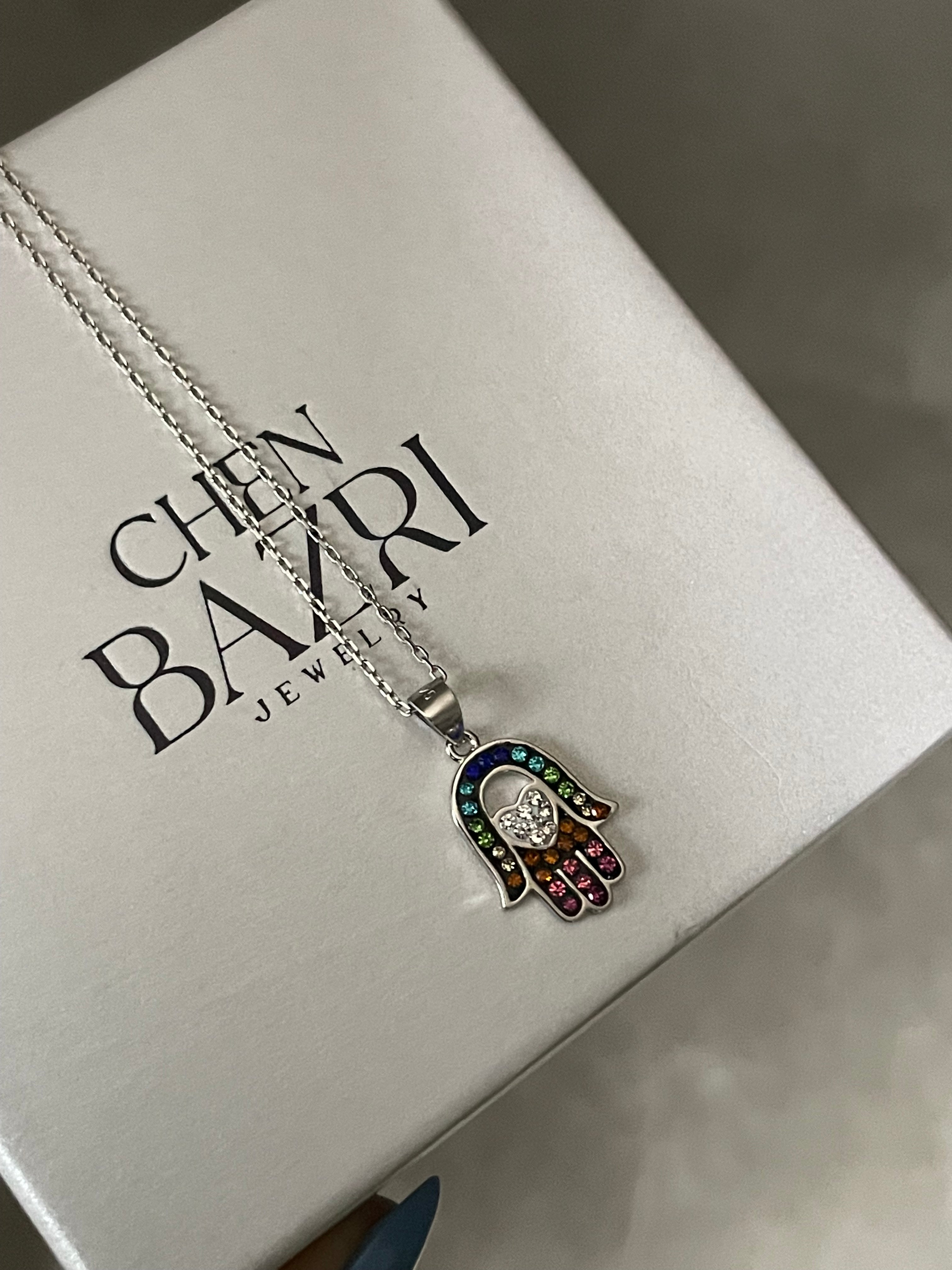 Colorful hamsa necklace