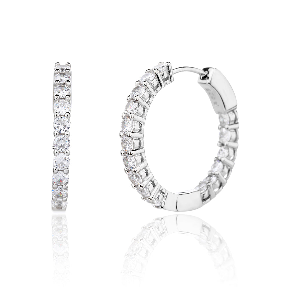 Hoop Earrings with Sparkling Zirconia