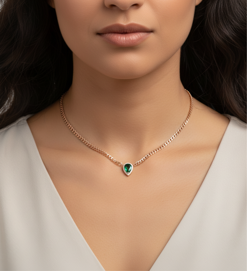Green Gourmet Drop Necklace - Elegant Statement Piece