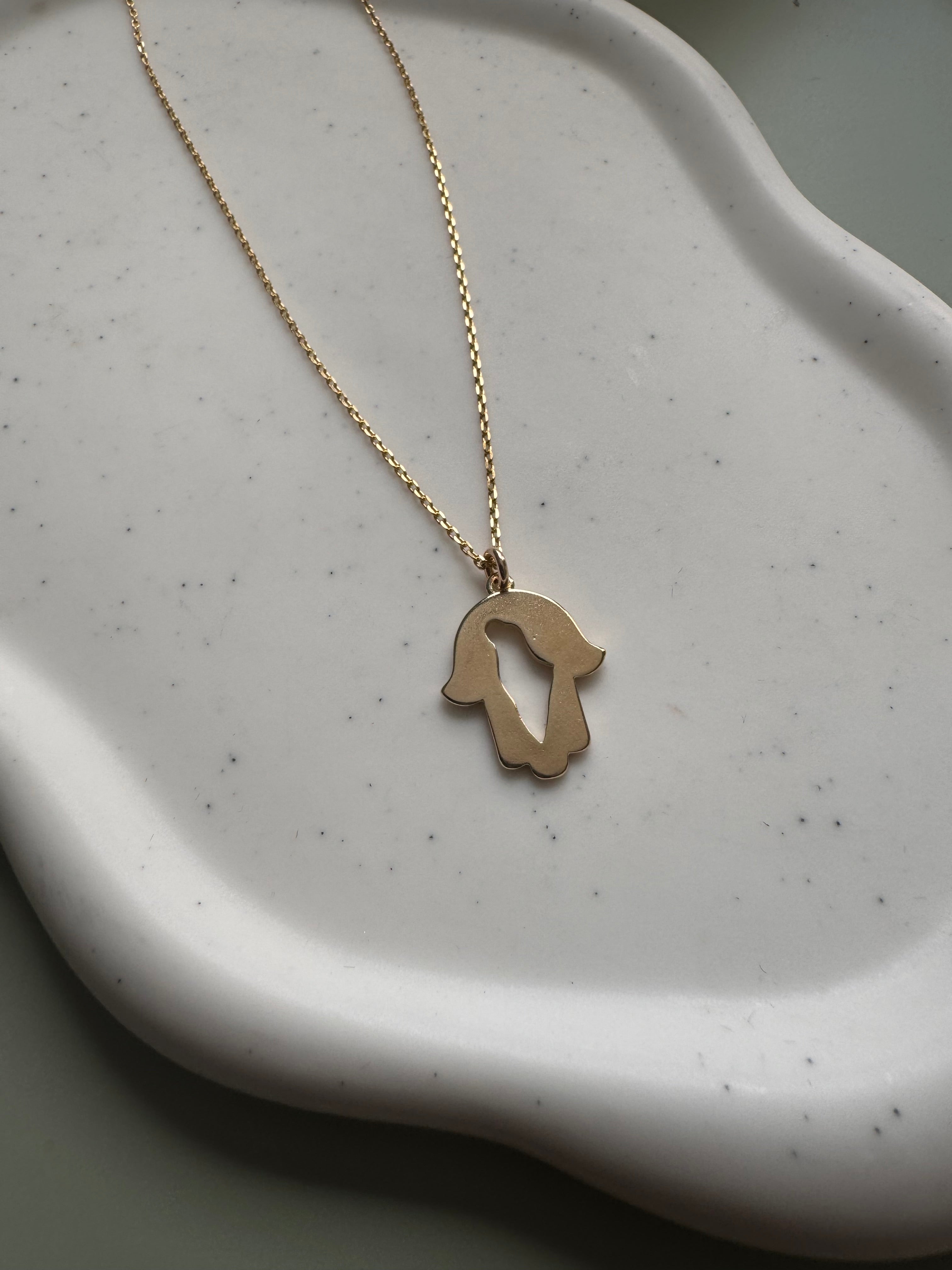 Hamsa necklace with map of Israel