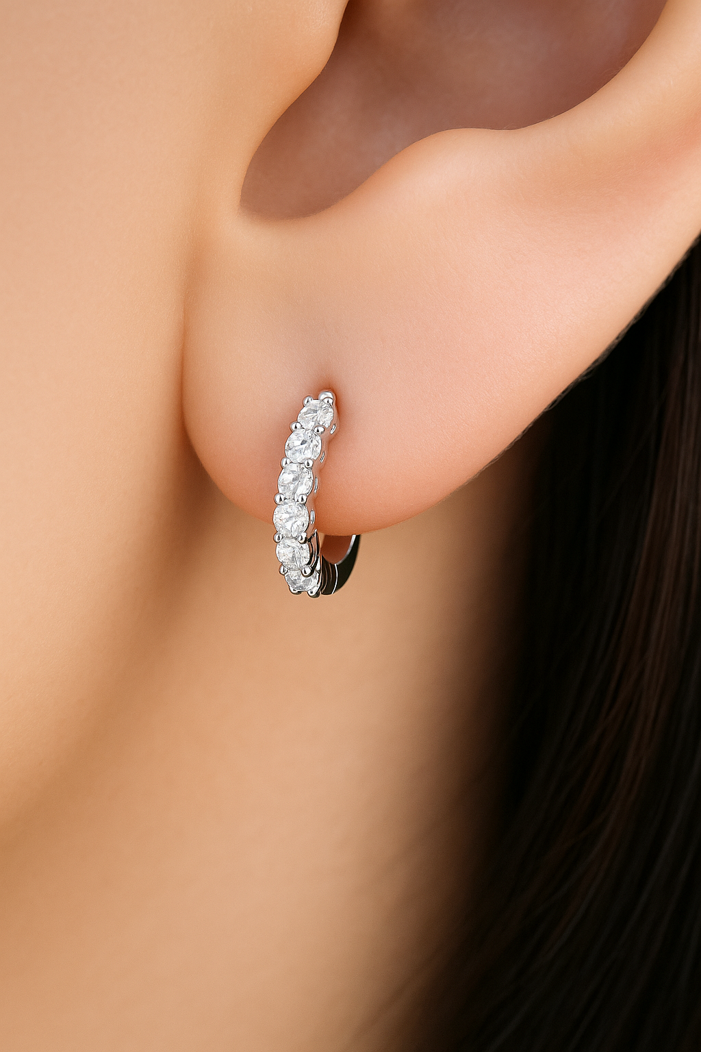 Small Hoop Earrings with Sparkling Zirconia.