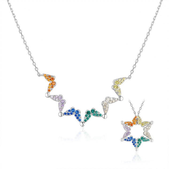Butterfly Magen David Pendant Necklace, with alternating colors