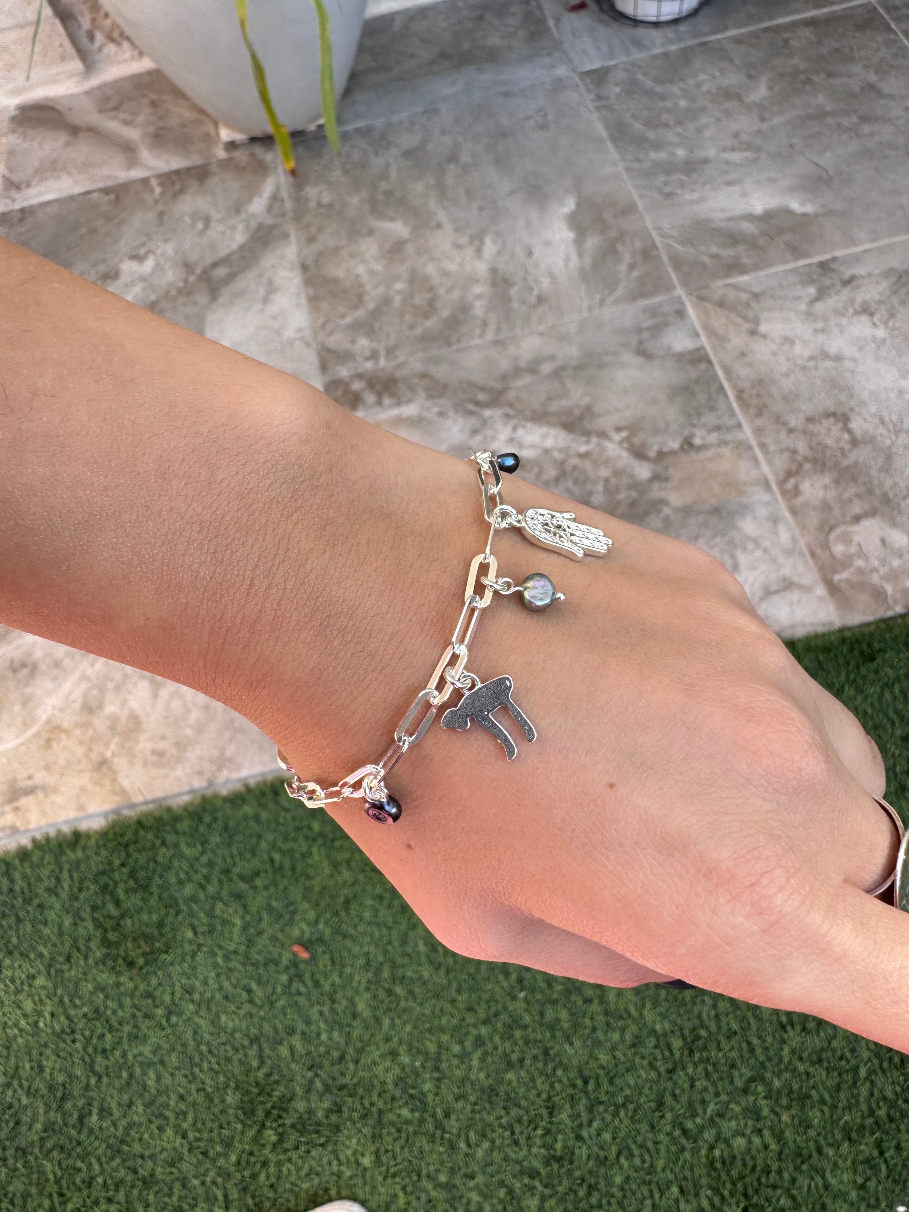 Paperclip bracelet with Israel charms.