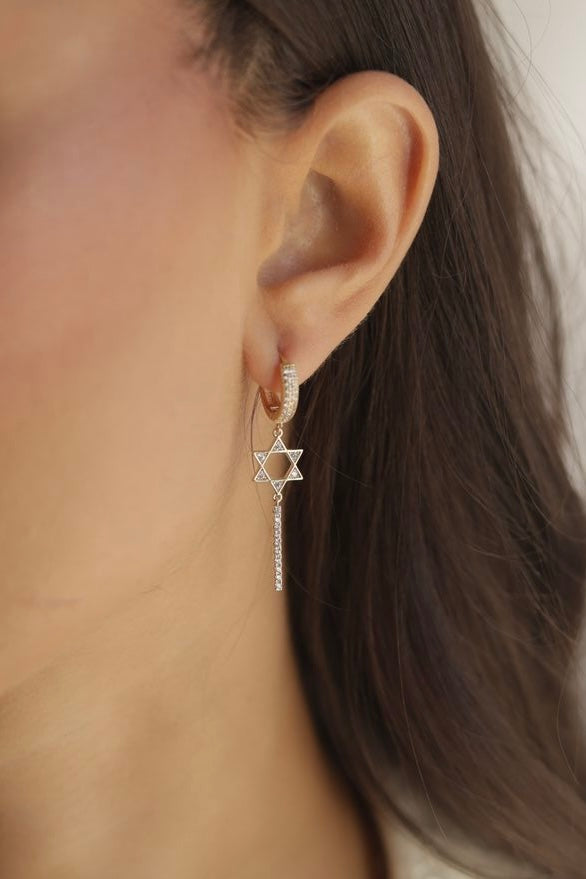 Drop magen david earrings