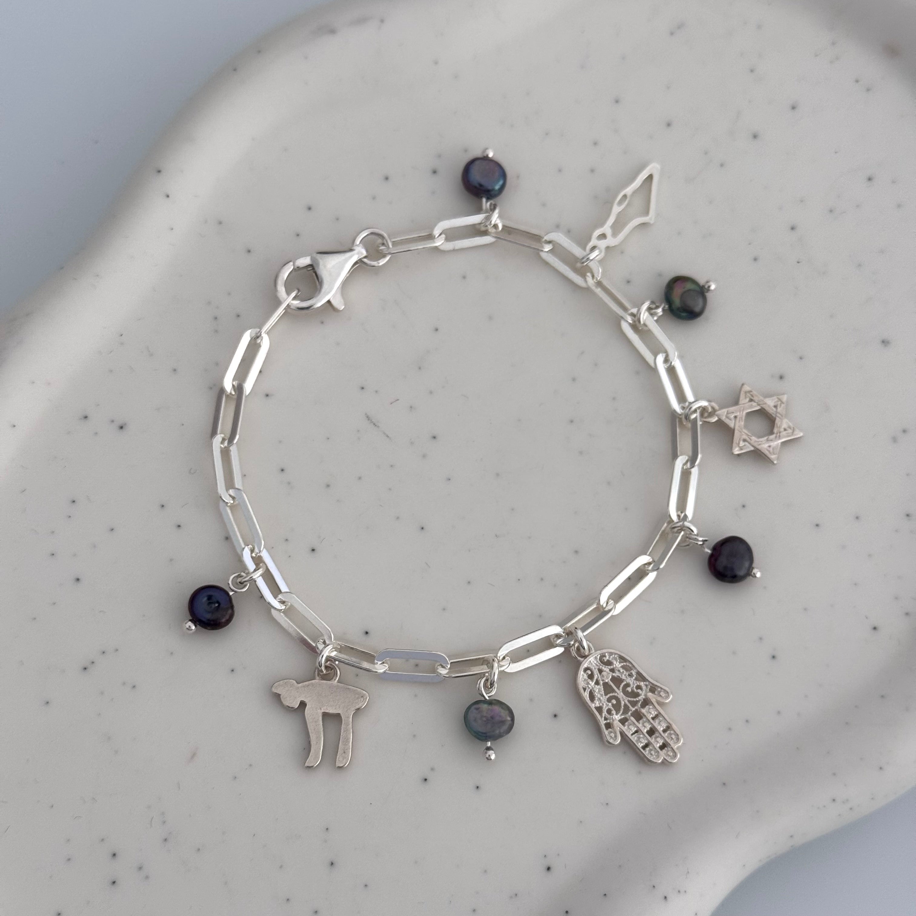 Paperclip bracelet with Israel charms.