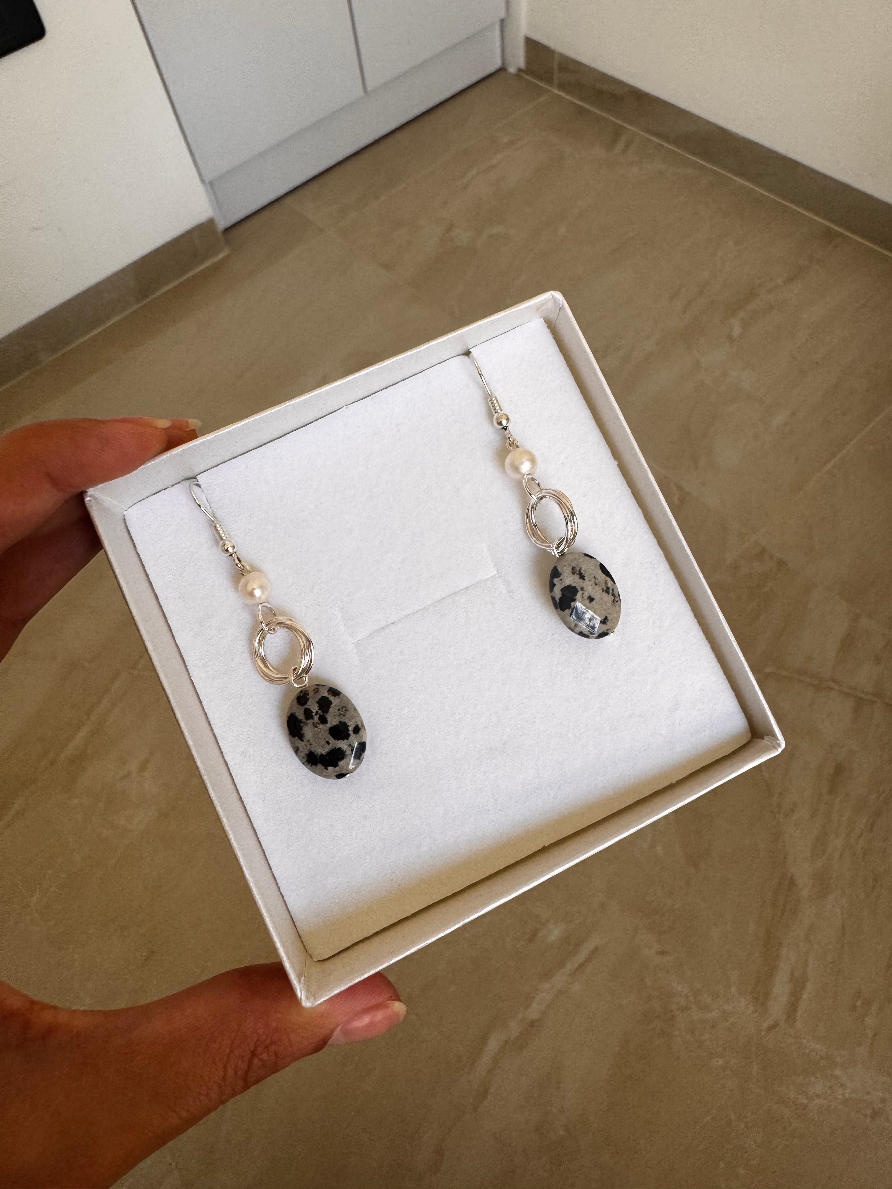 Dalmatian Jasper Earrings.