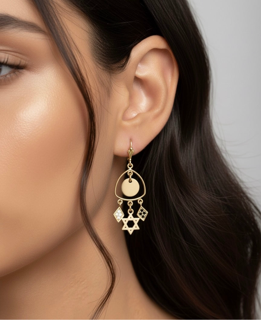 Magen David errings, Boho style