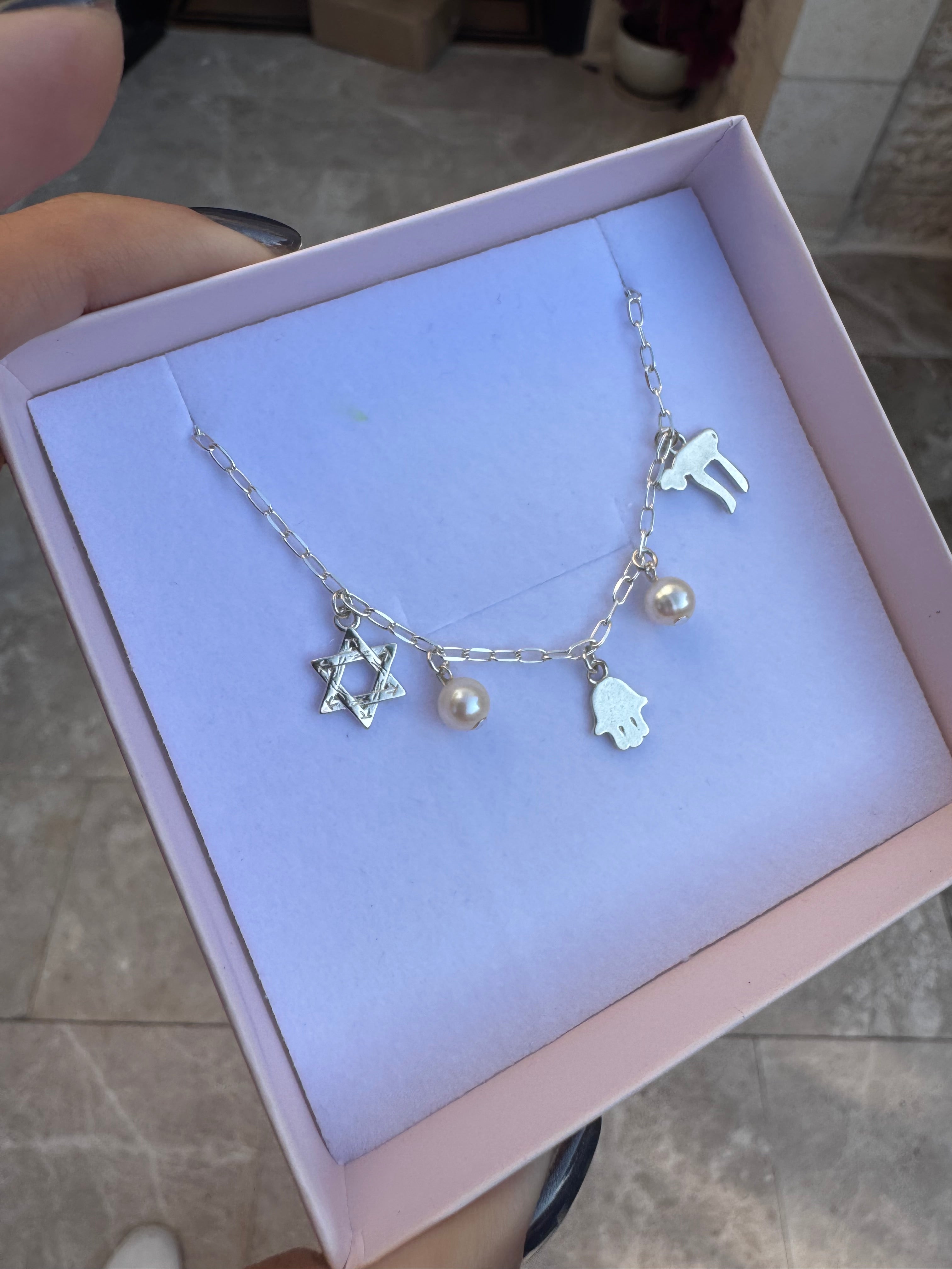 Israel Pendant Necklace with Pearls.