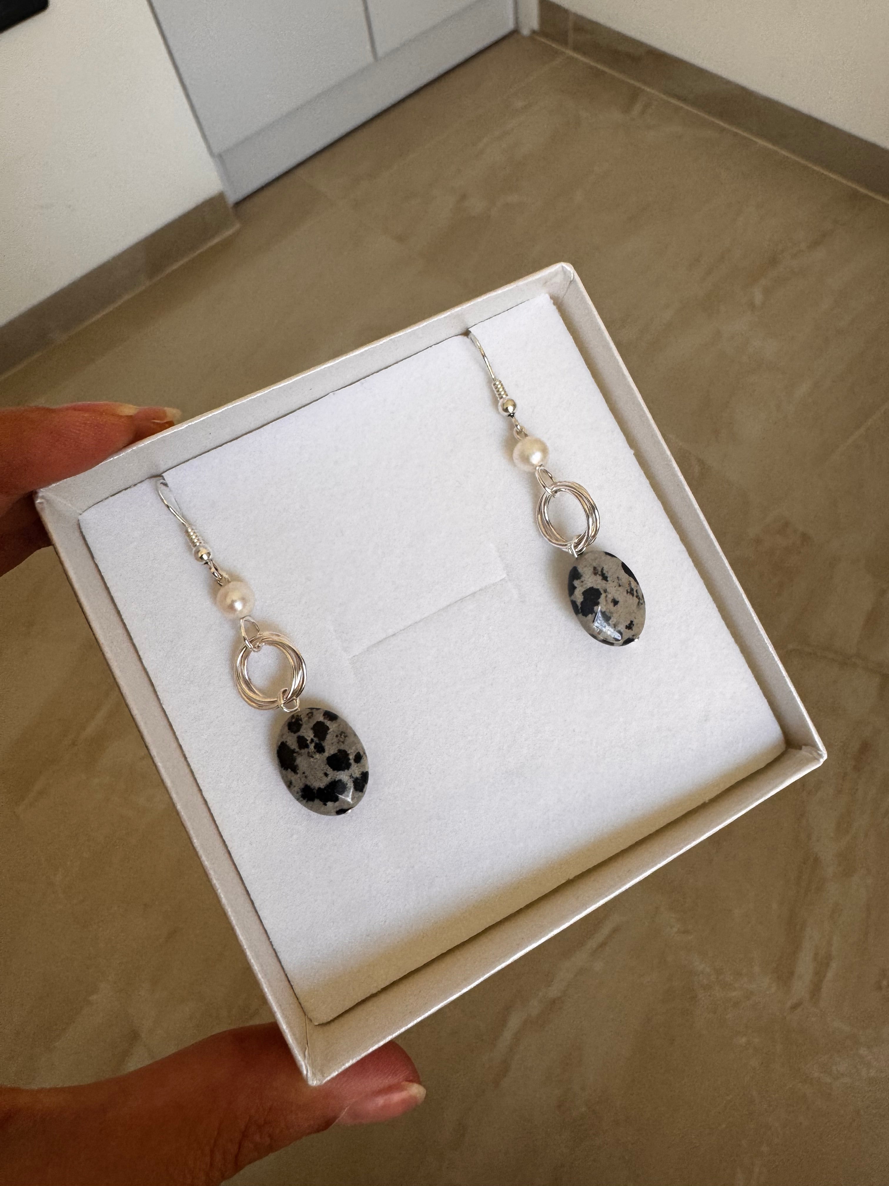 Dalmatian Jasper Earrings.