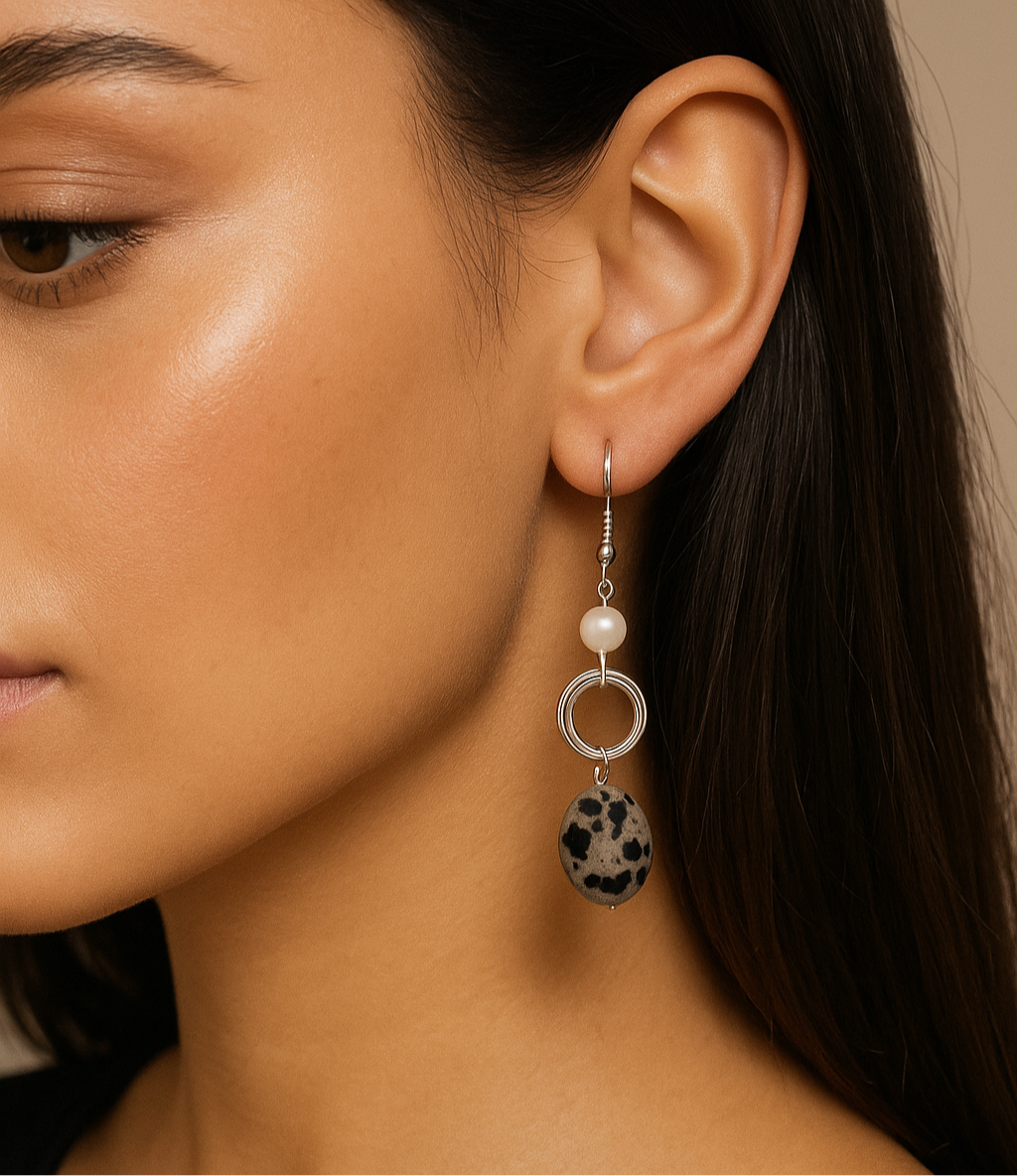 Dalmatian Jasper Earrings.