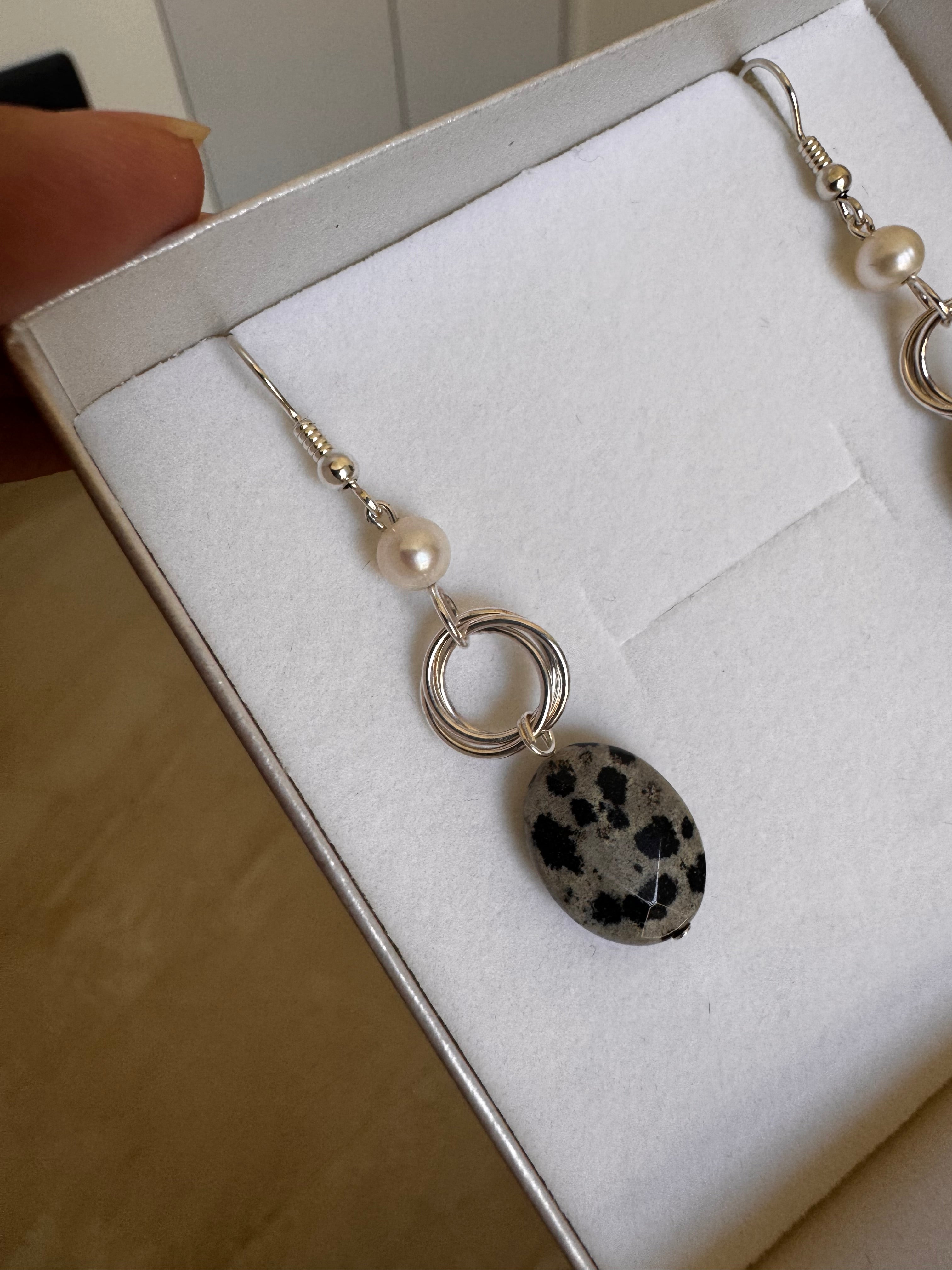 Dalmatian Jasper Earrings.