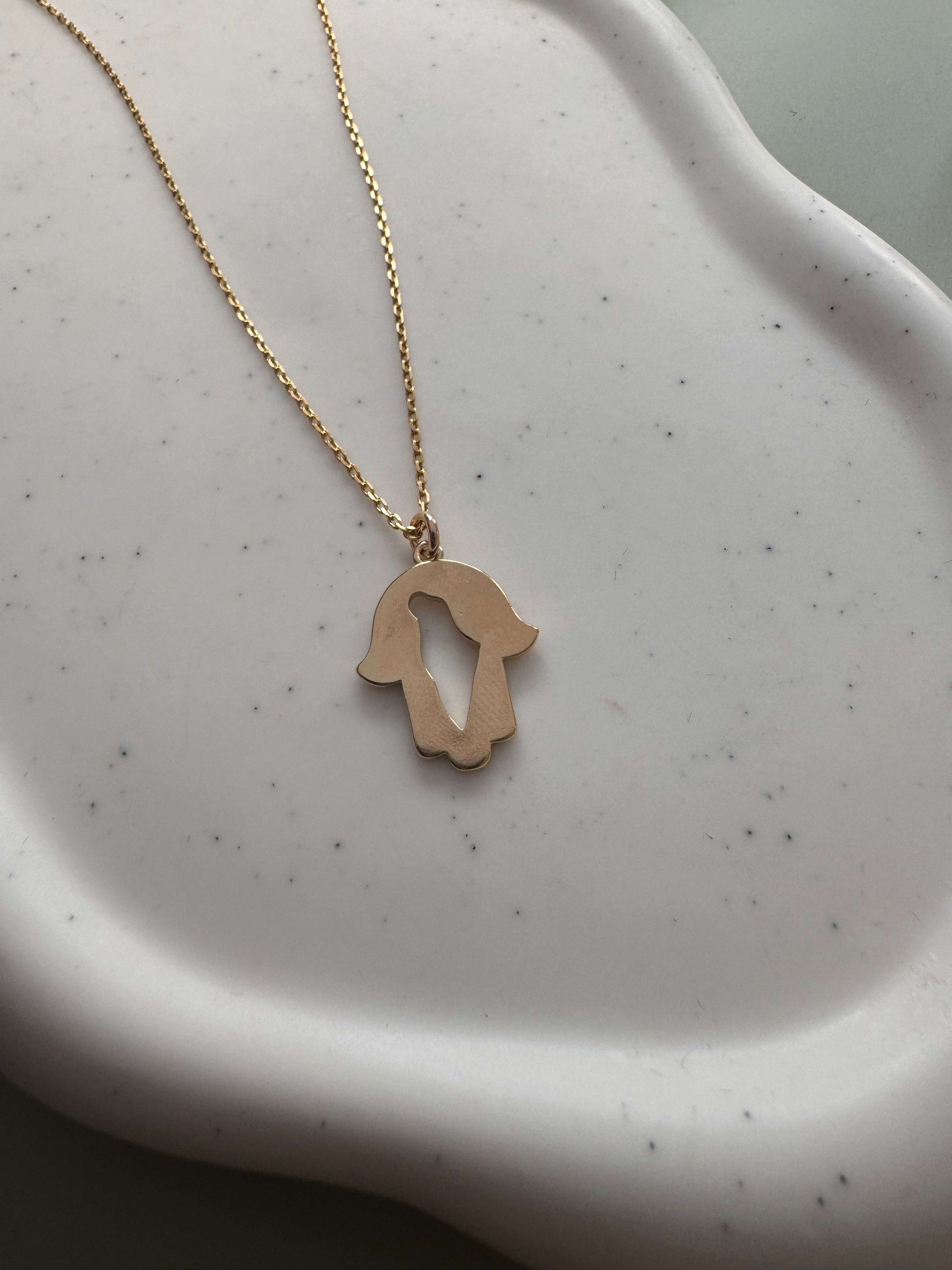 Hamsa necklace with map of Israel