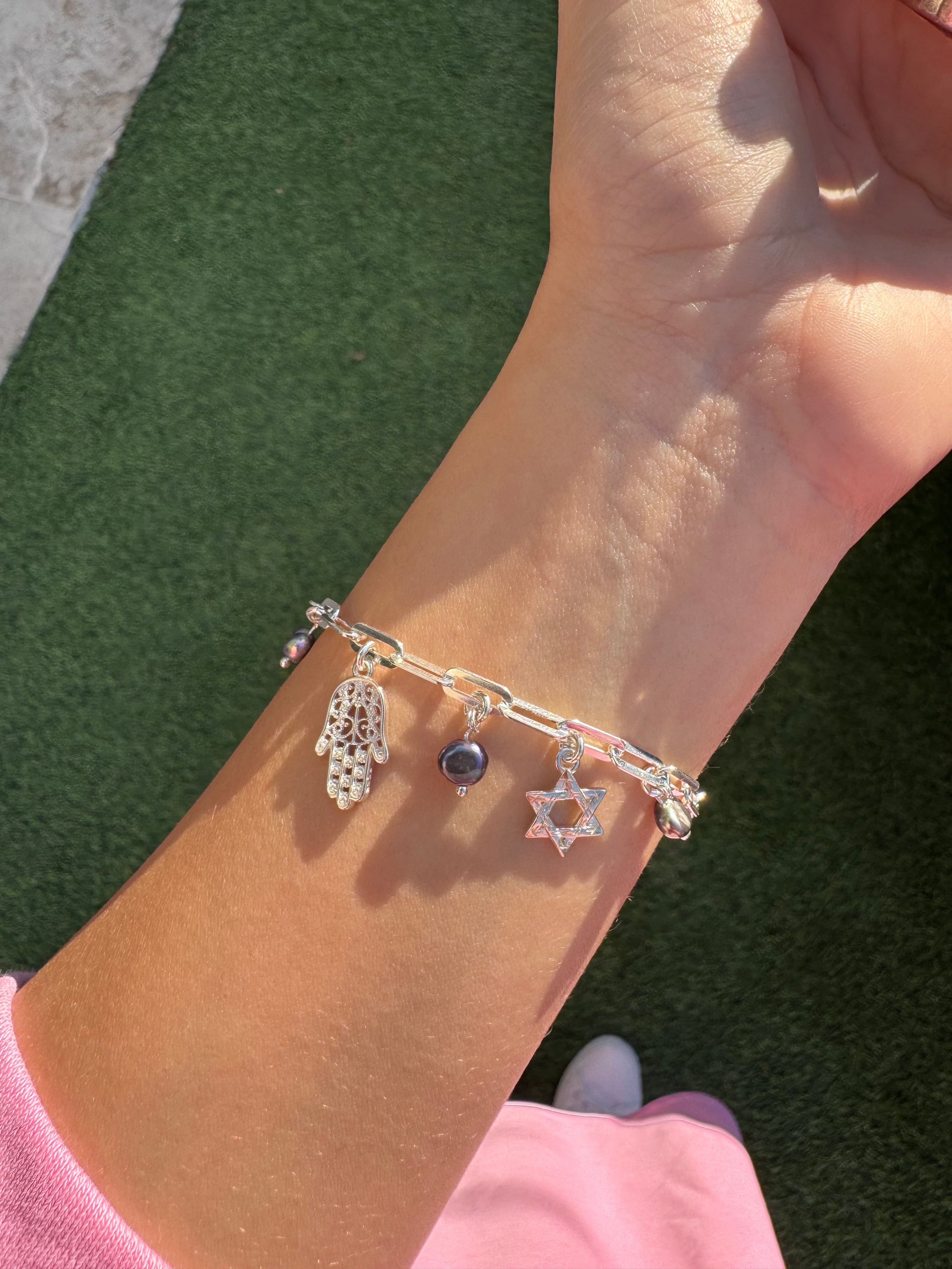 Paperclip bracelet with Israel charms.