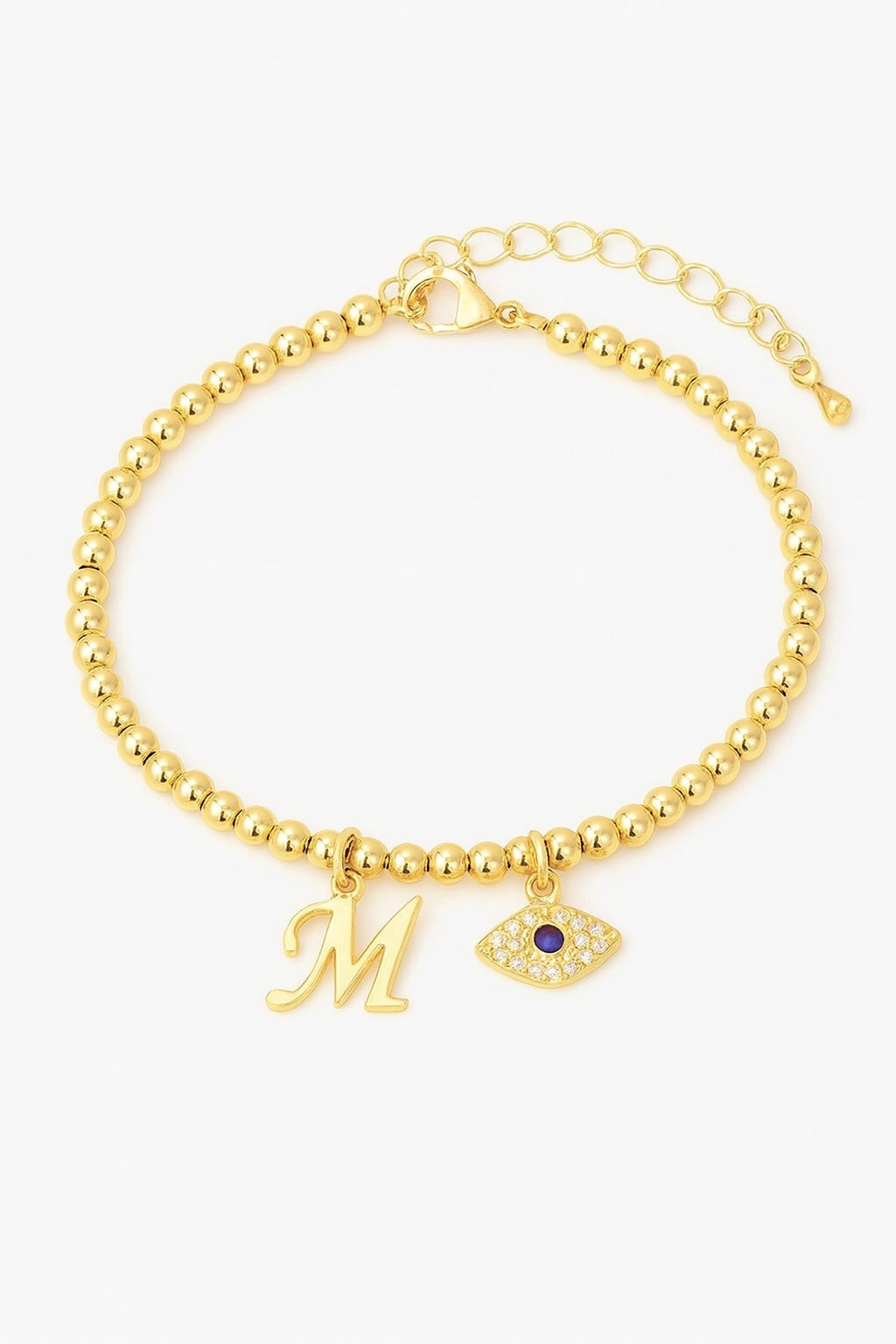 Beaded Bracelet with Letter and Eye