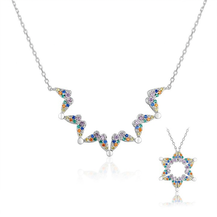 Butterfly Star of David Pendant Necklace, Intermittent Vibrant Colors