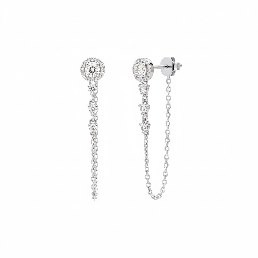 עגילי סוליטר חוט כפול