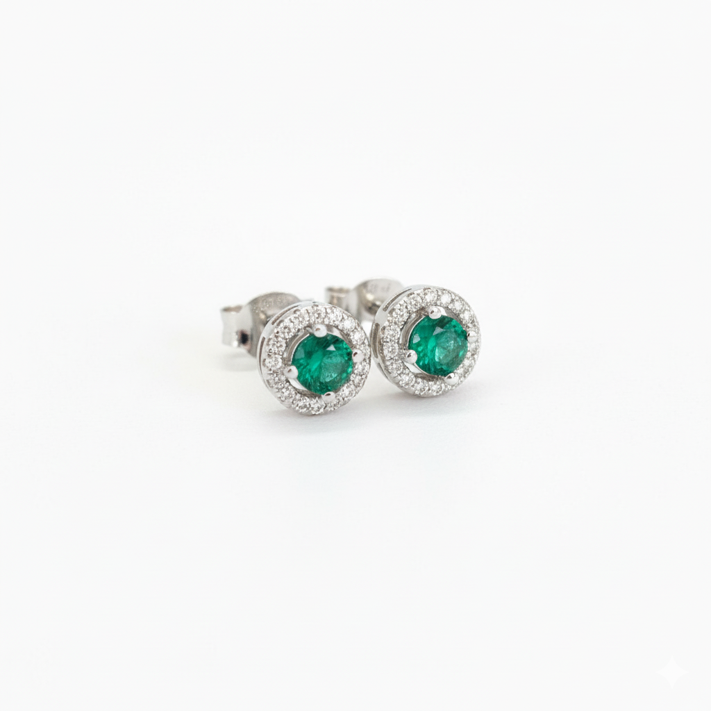 Solitaire Green Stone Earrings