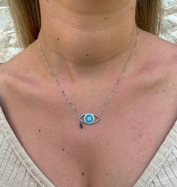 Eye Necklace with Blue Stones