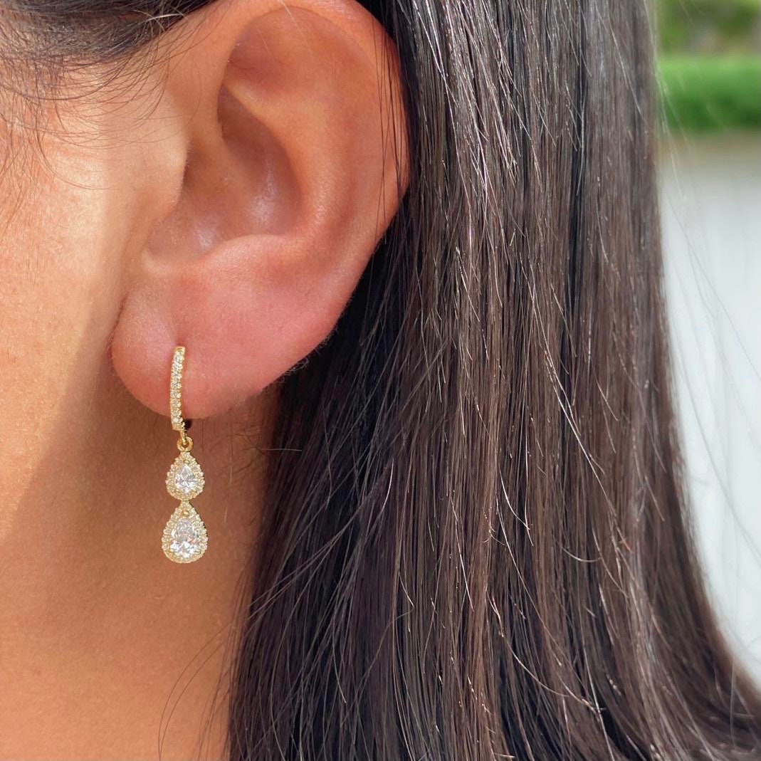 עגילי טיפה כפולים