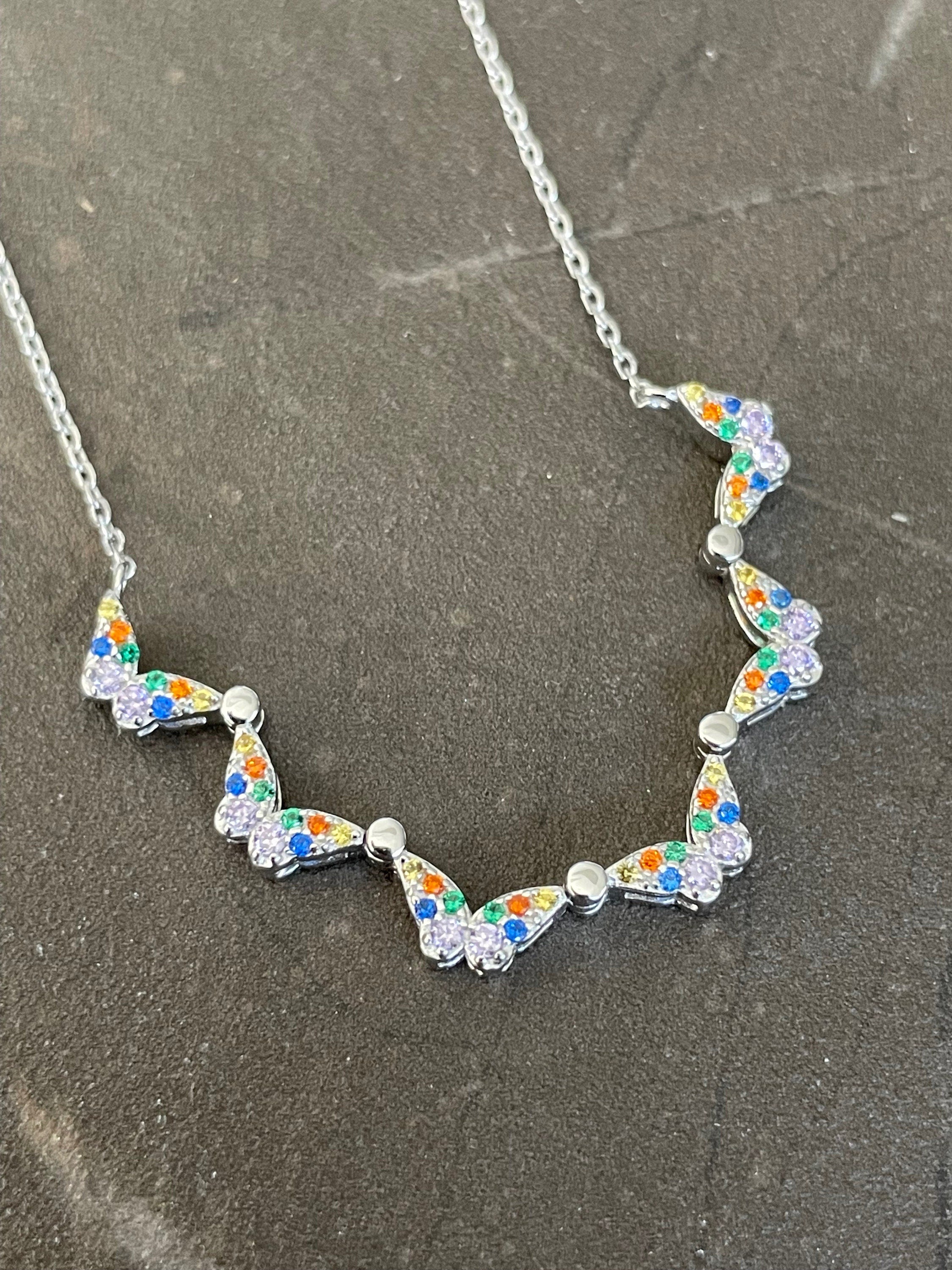 Butterfly Star of David Pendant Necklace, Intermittent Vibrant Colors