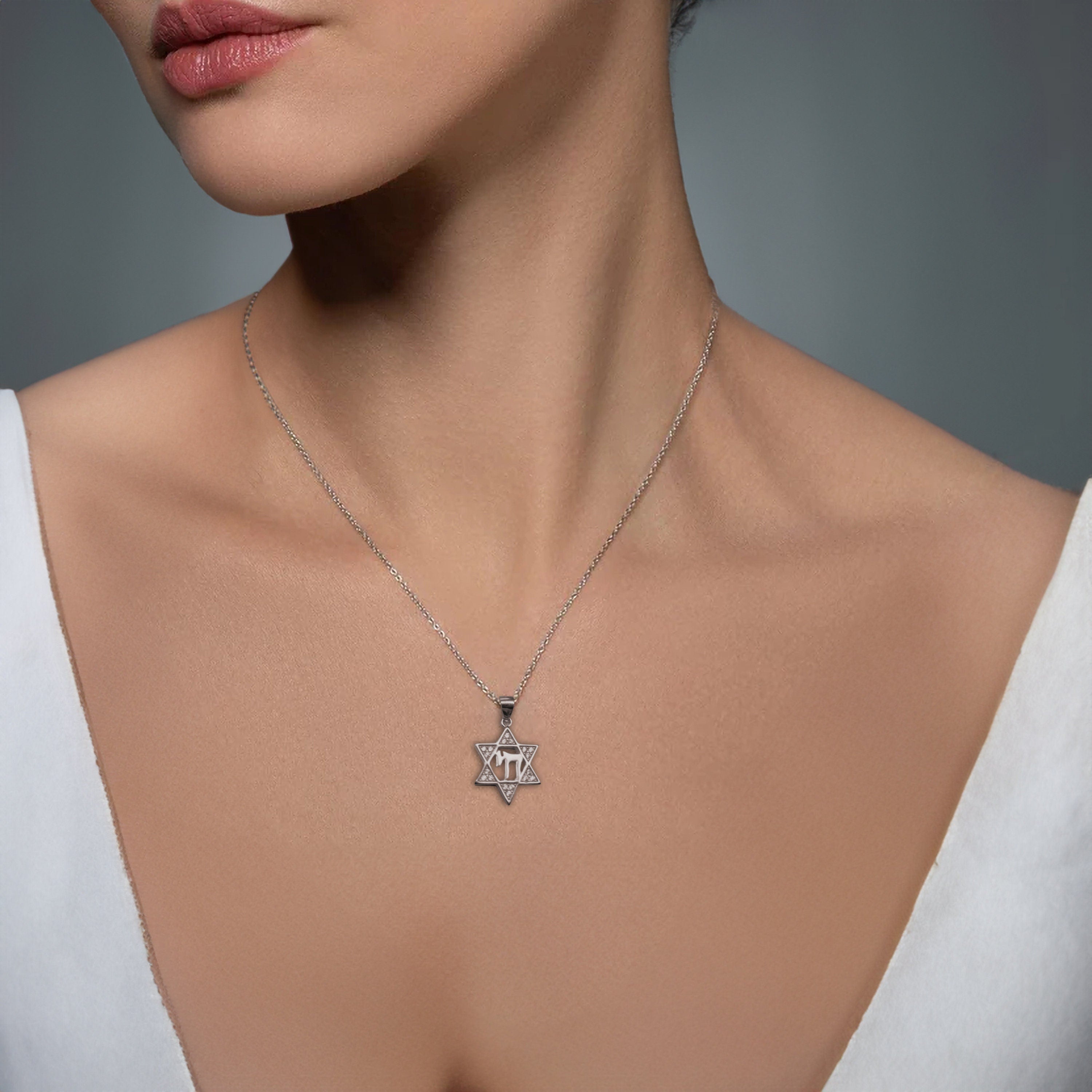 Star of David necklace with “Chai”