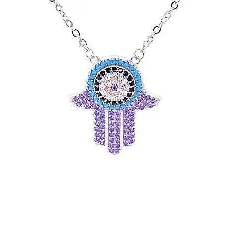 Purple hamsa necklace