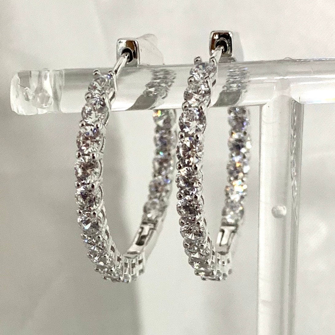 Hoop Earrings with Sparkling Zirconia