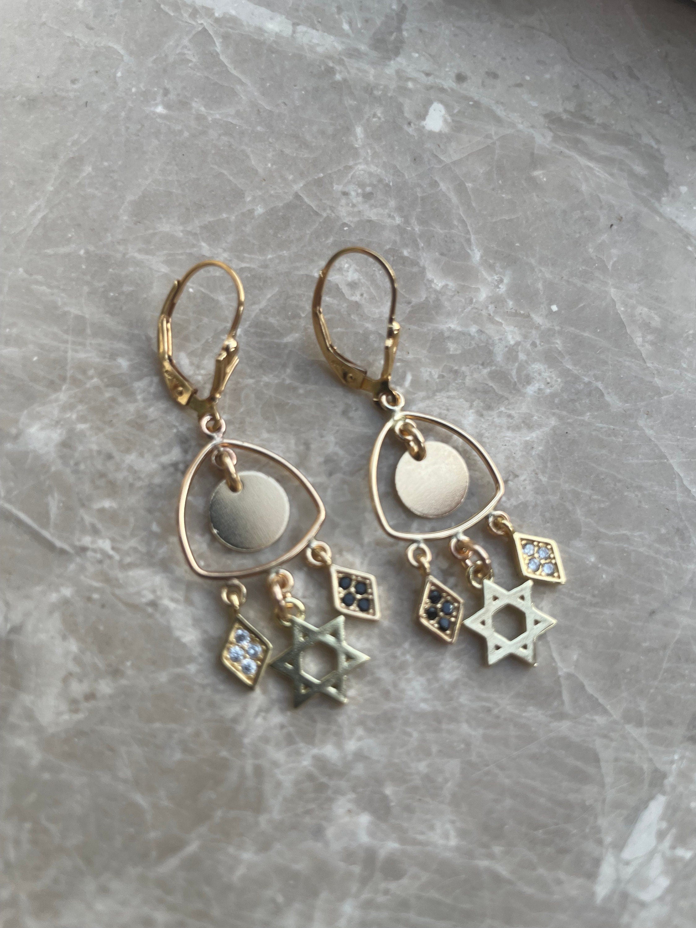 Magen David errings, Boho style