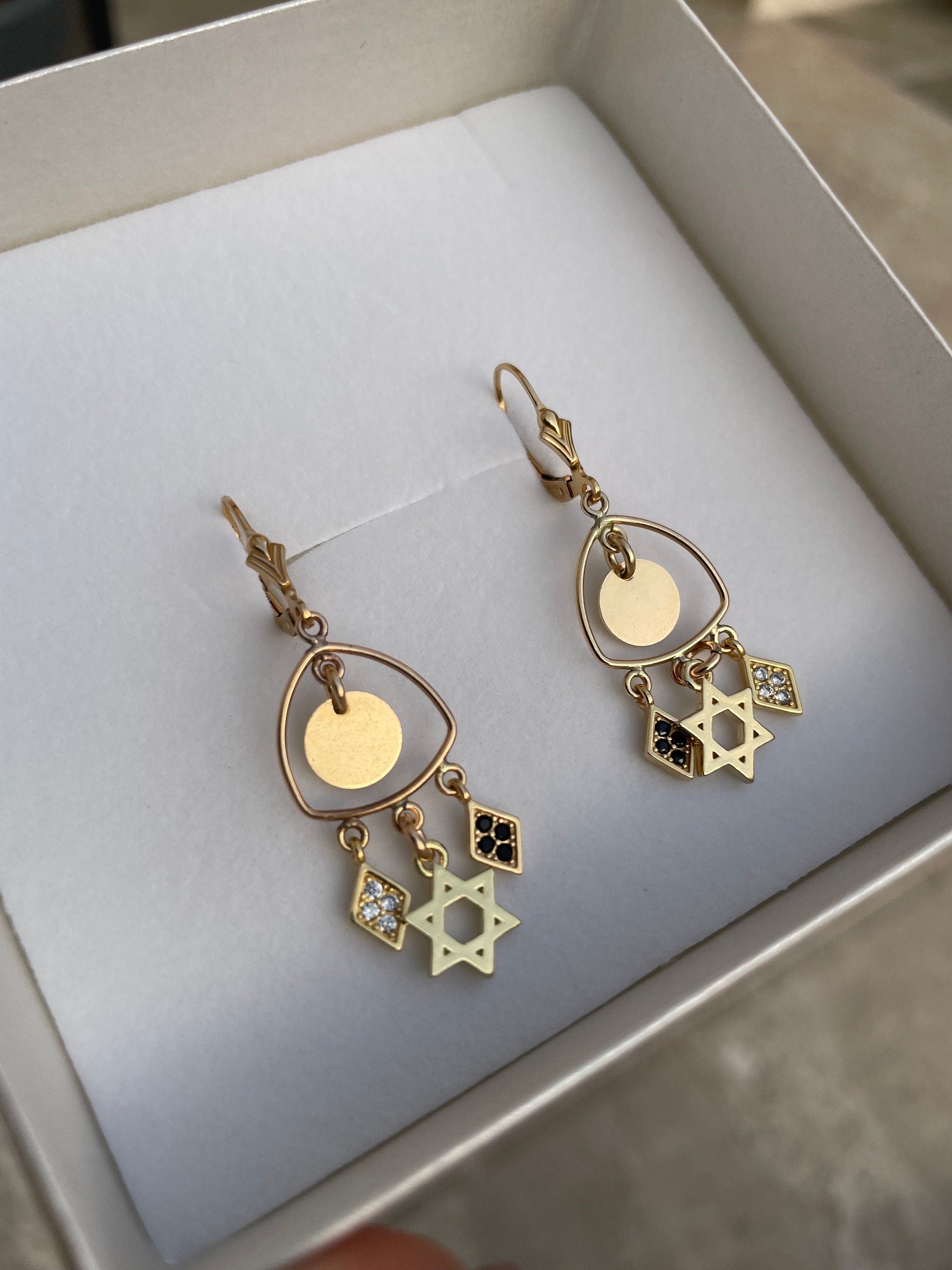 Magen David errings, Boho style