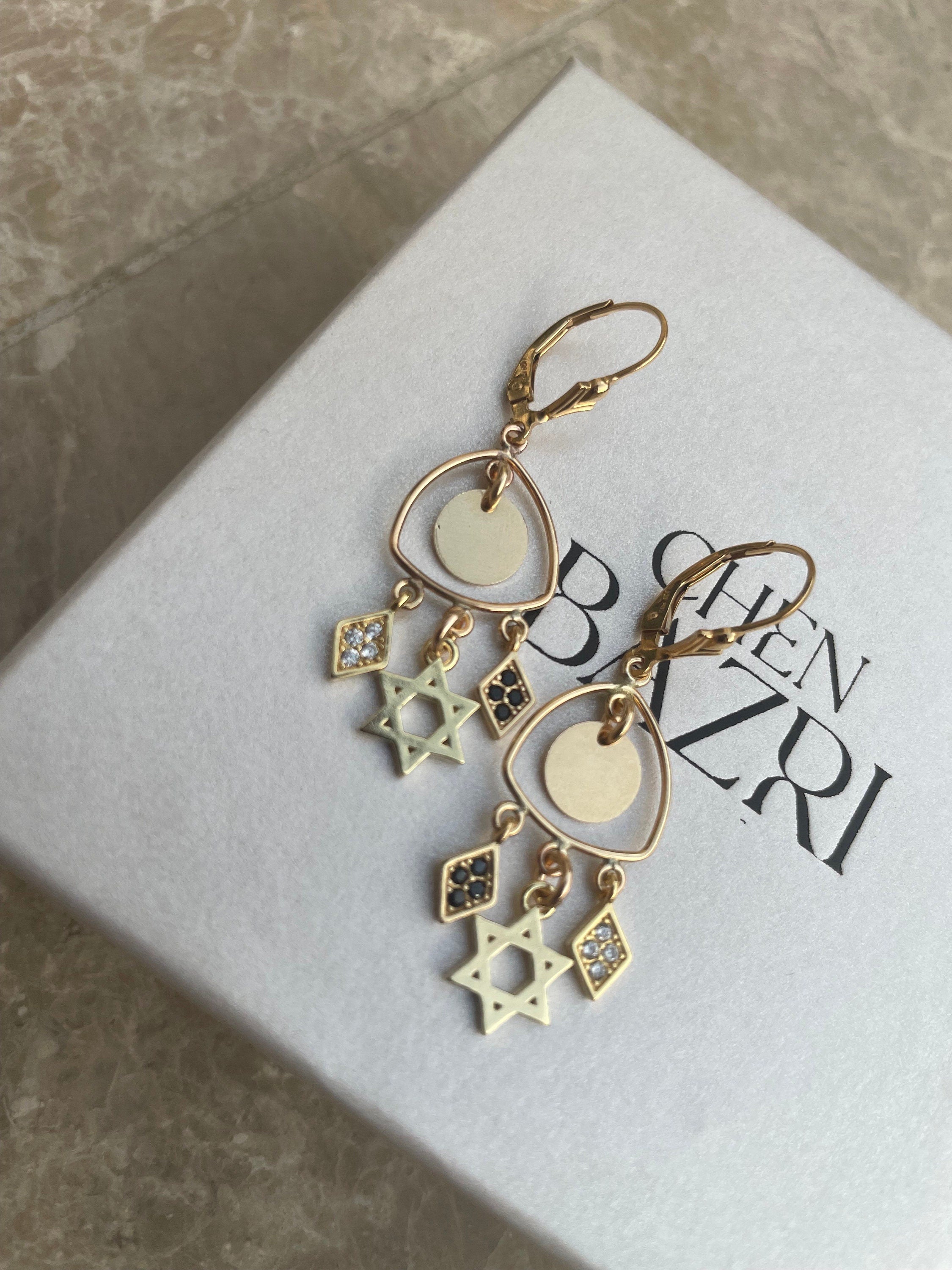 Magen David errings, Boho style