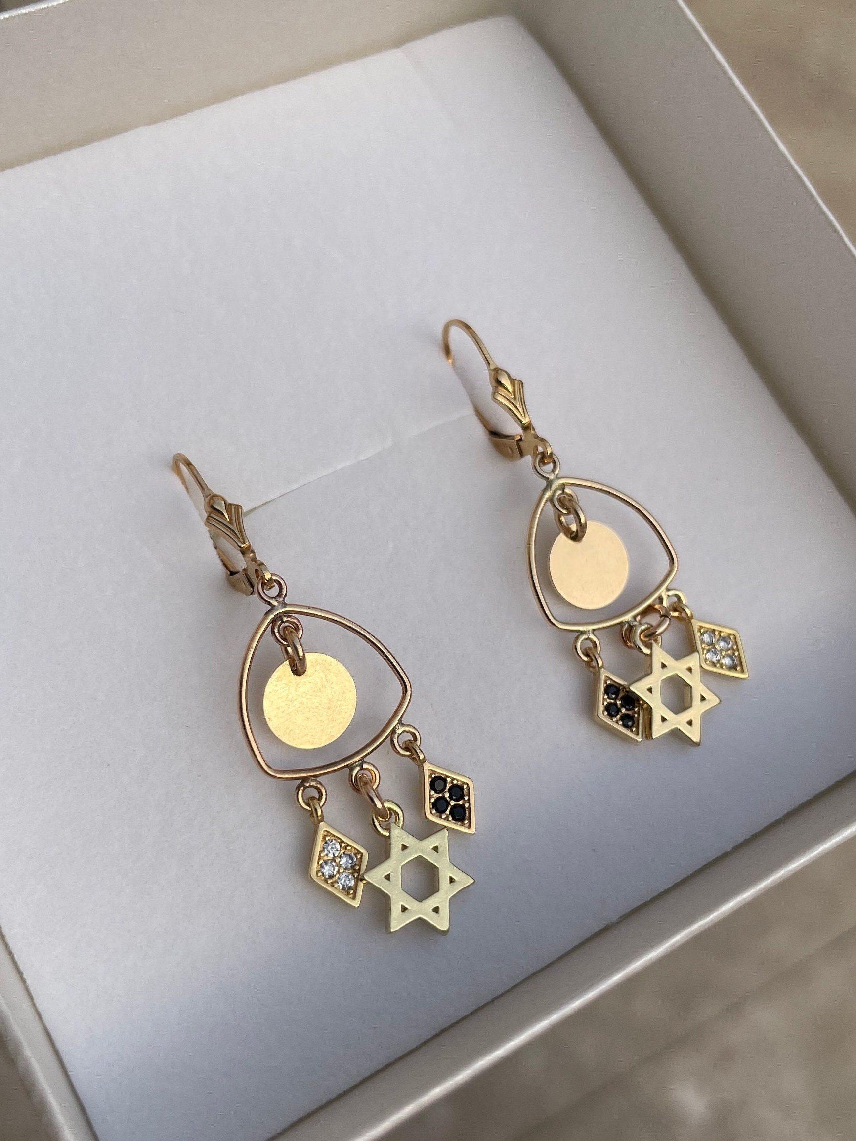 Magen David errings, Boho style