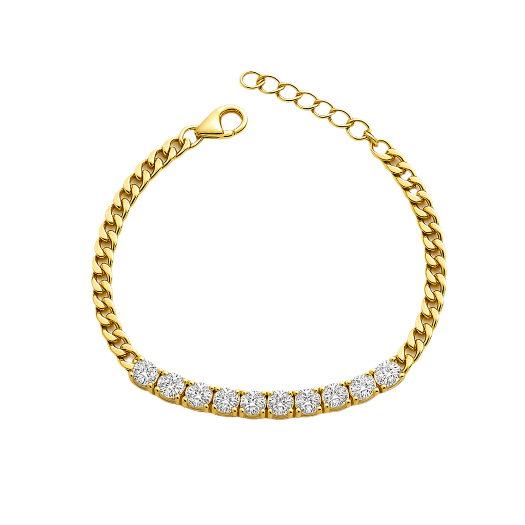 Half Gourmet Bracelet with Zircon Stones