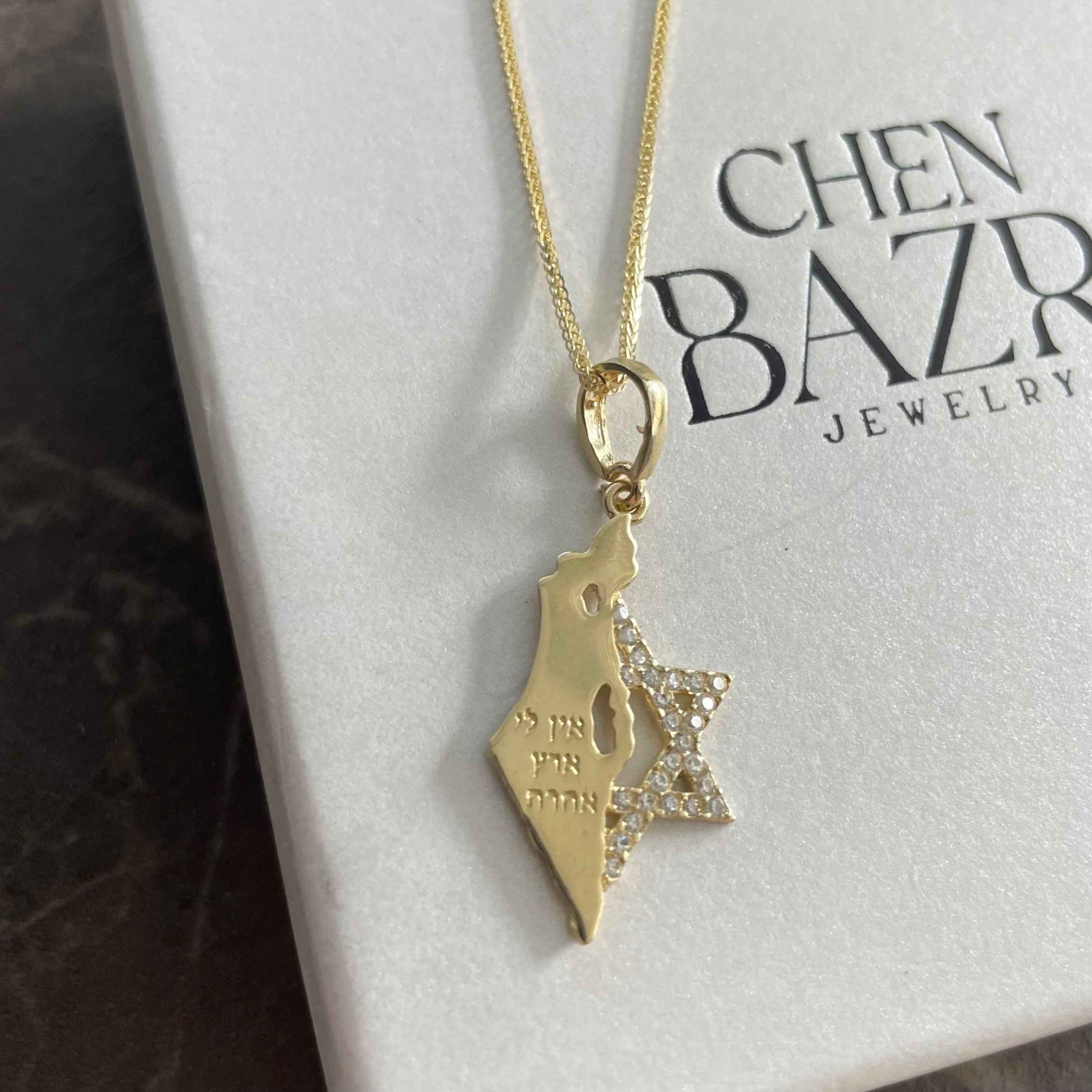 Magen David Necklace with Israel map , Jewish Symbol Pendant